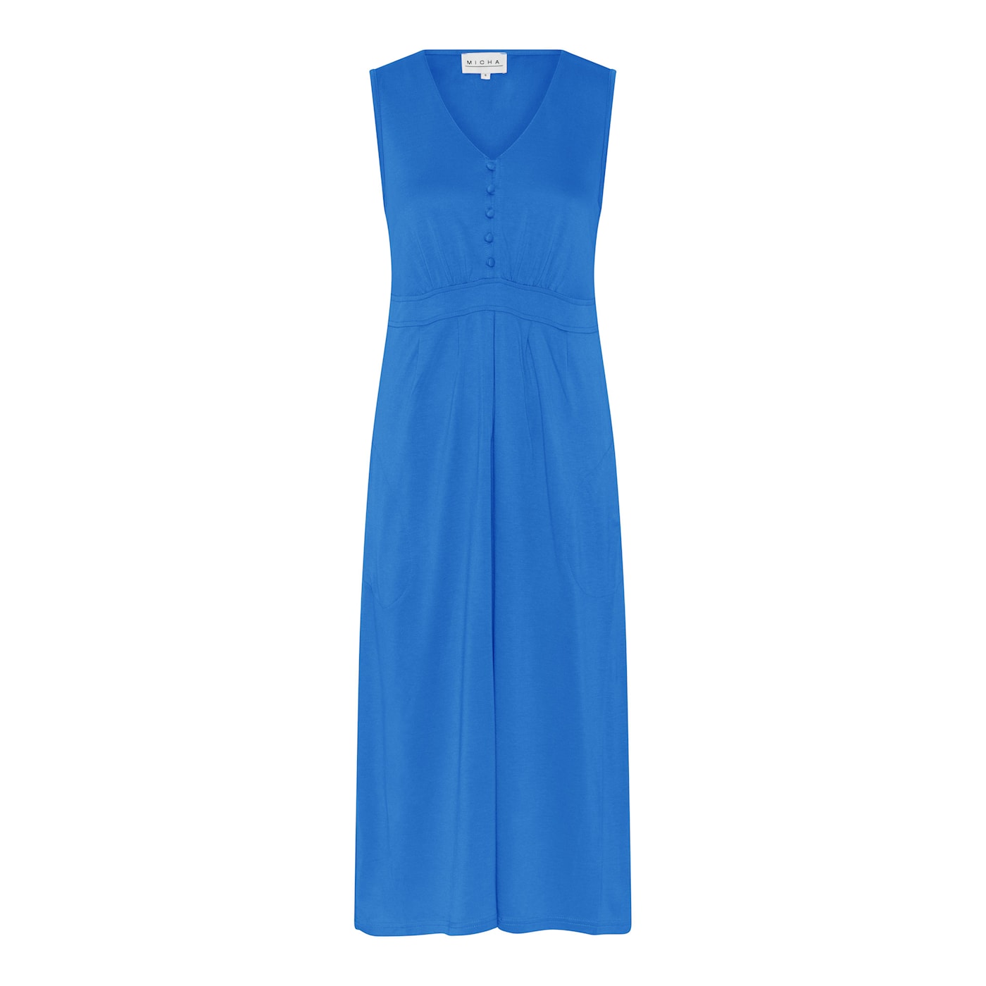 Sleeveless Midi Dress with Button Detail