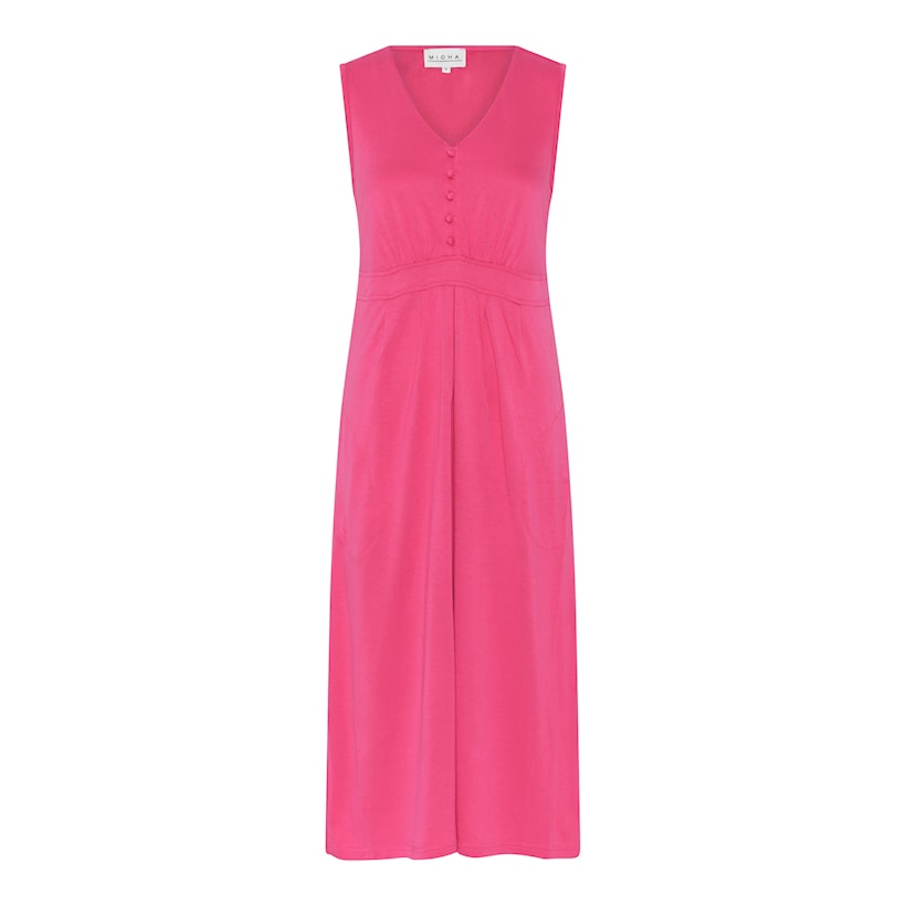 Sleeveless Midi Dress with Button Detail