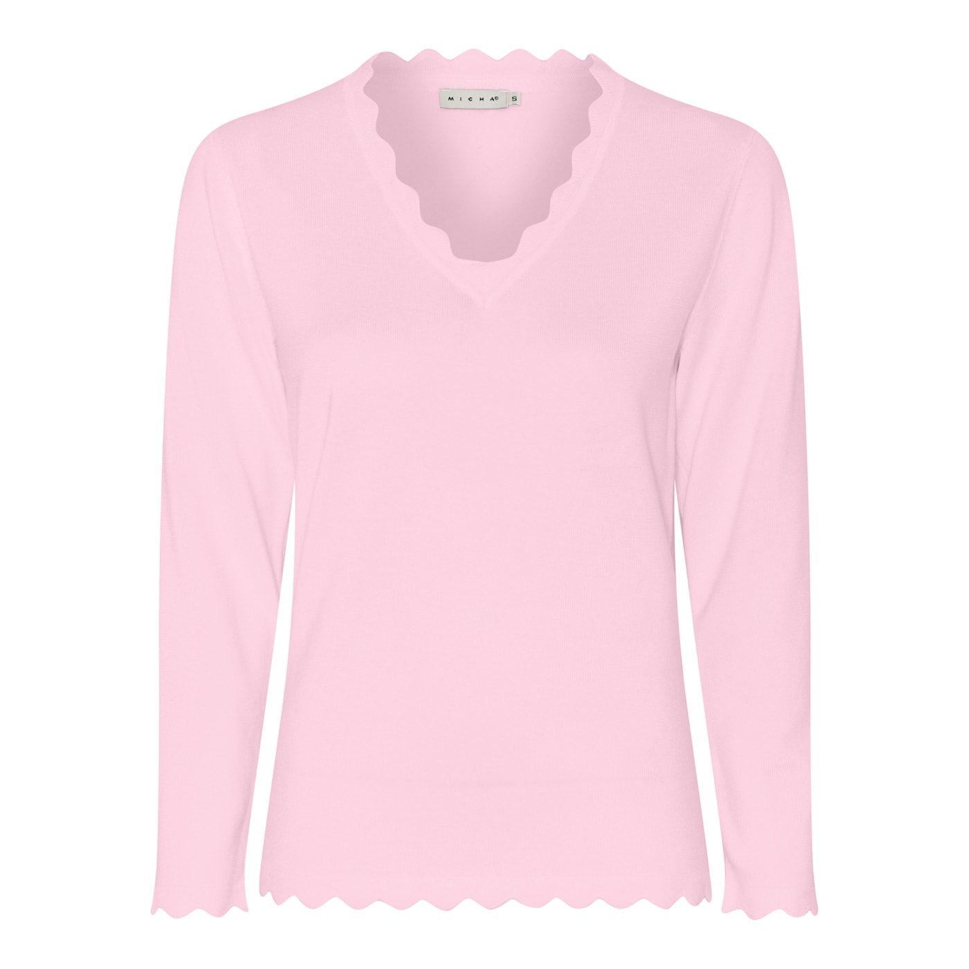 Scalloped V-Neck Jumper