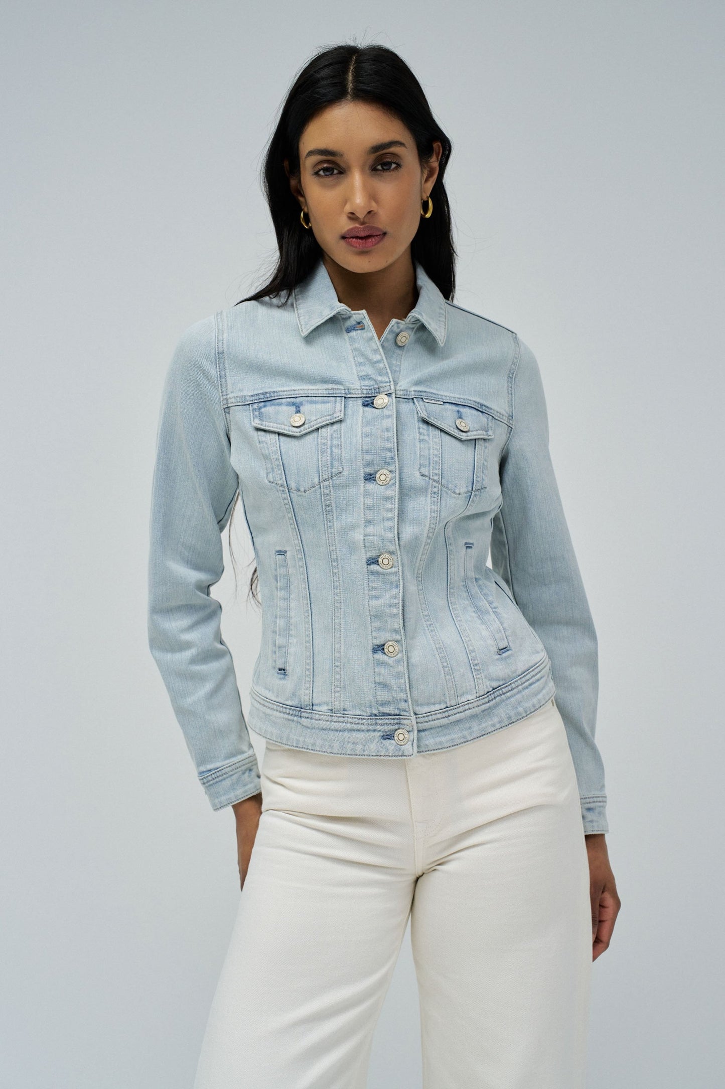 Fitted Light Wash Denim Jacket