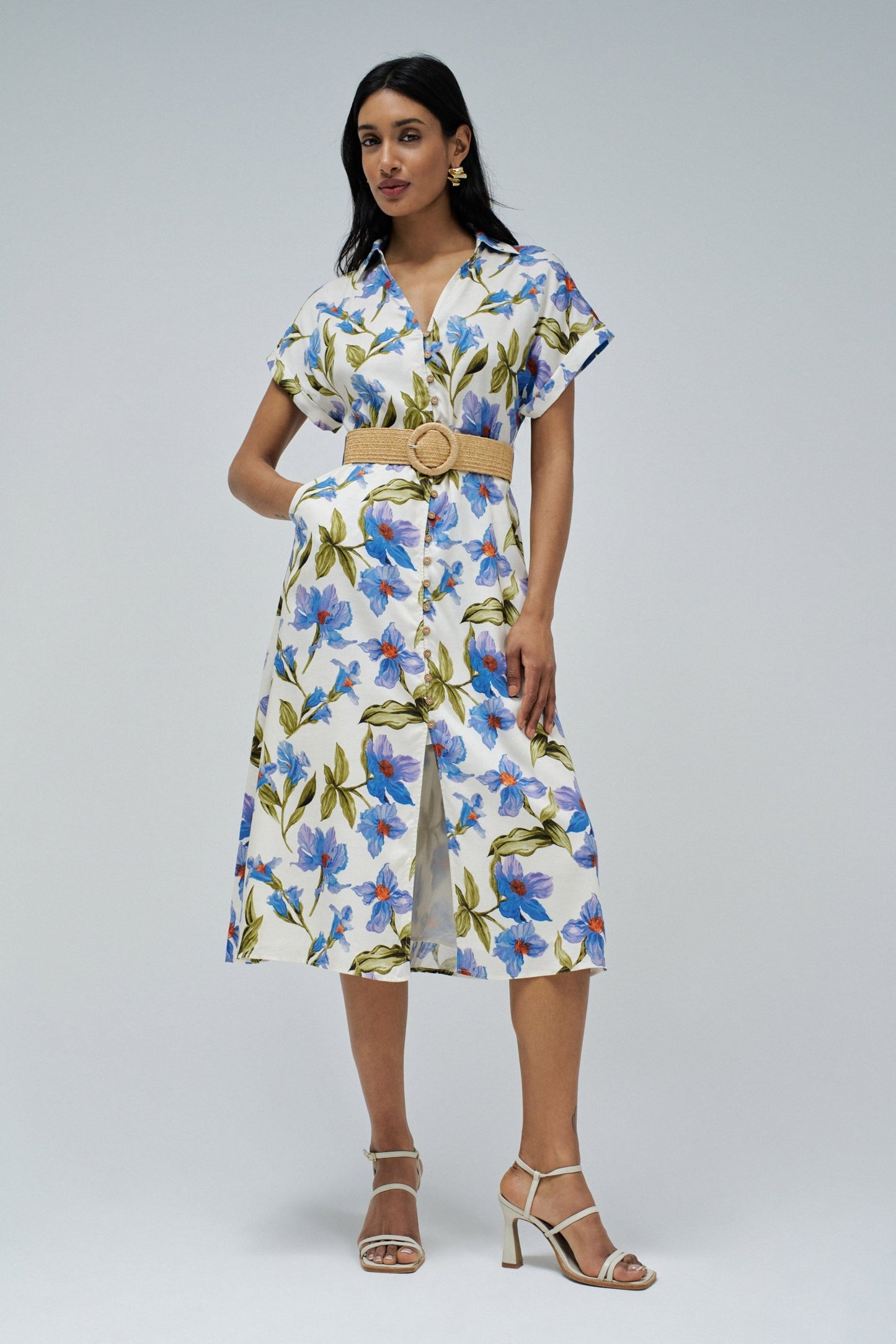 Shirt Dress with Floral Pattern