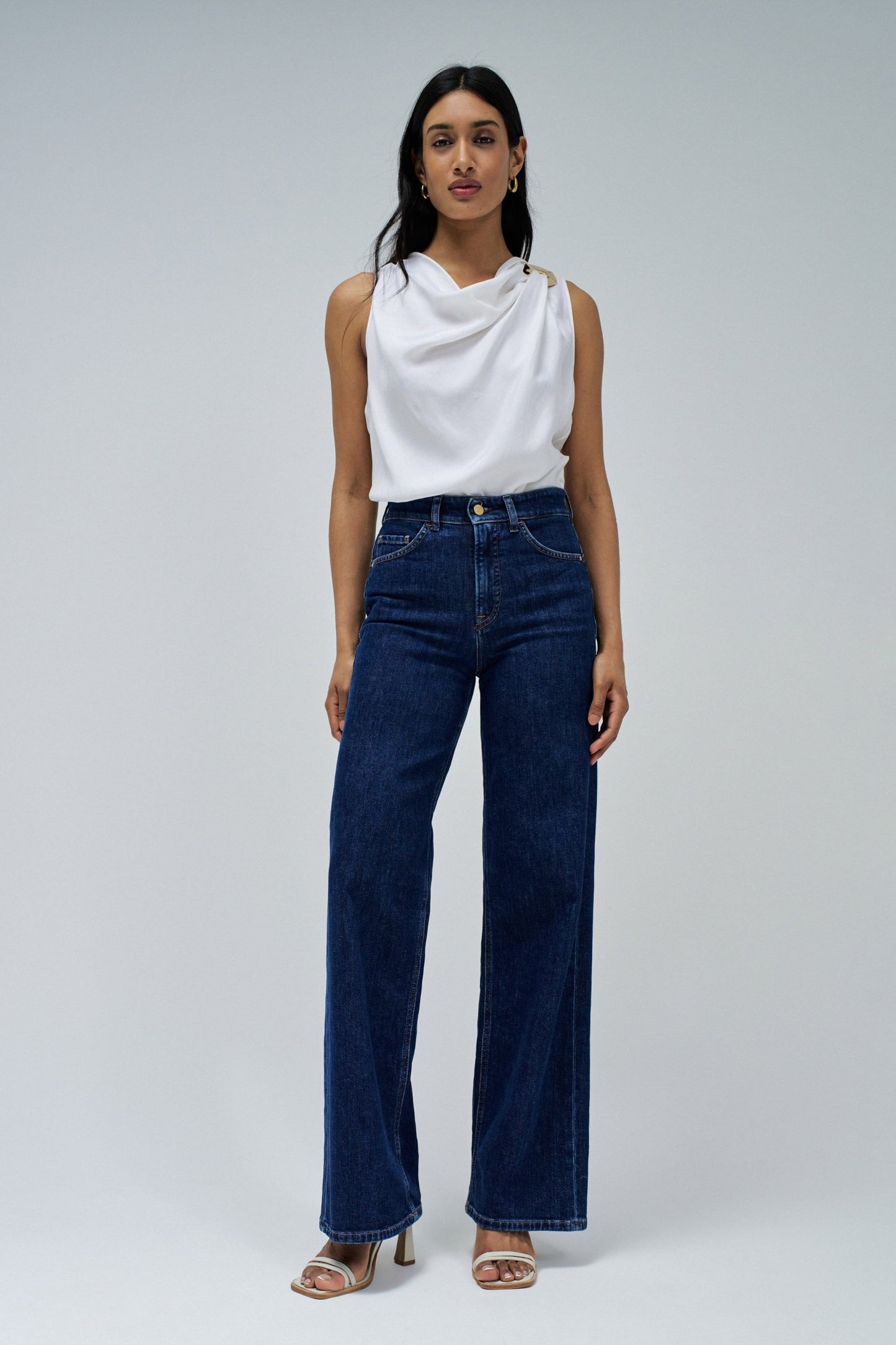 Sleeveless Drape Top with Metal Ring Detail