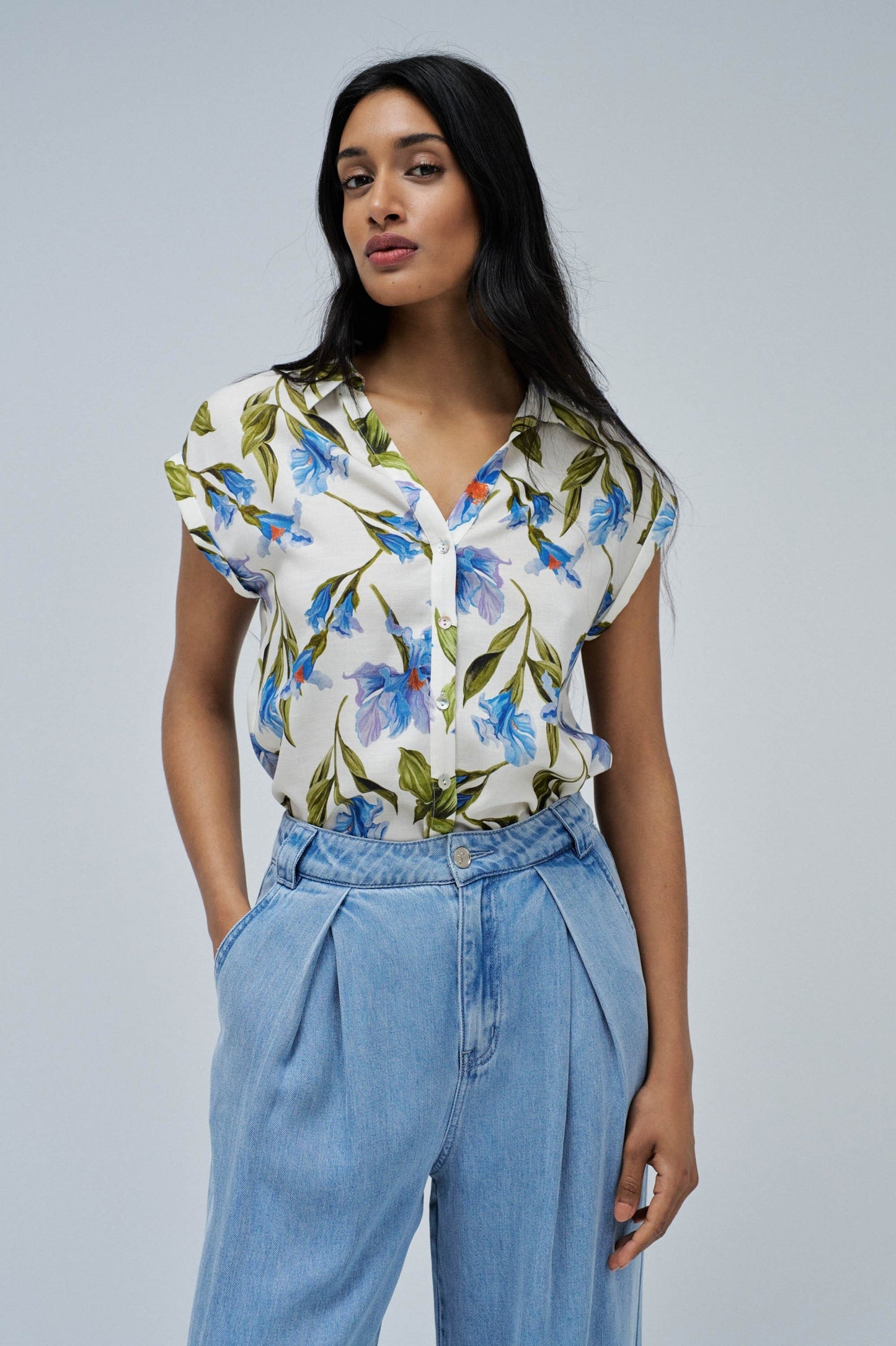 Floral Button-Up Blouse
