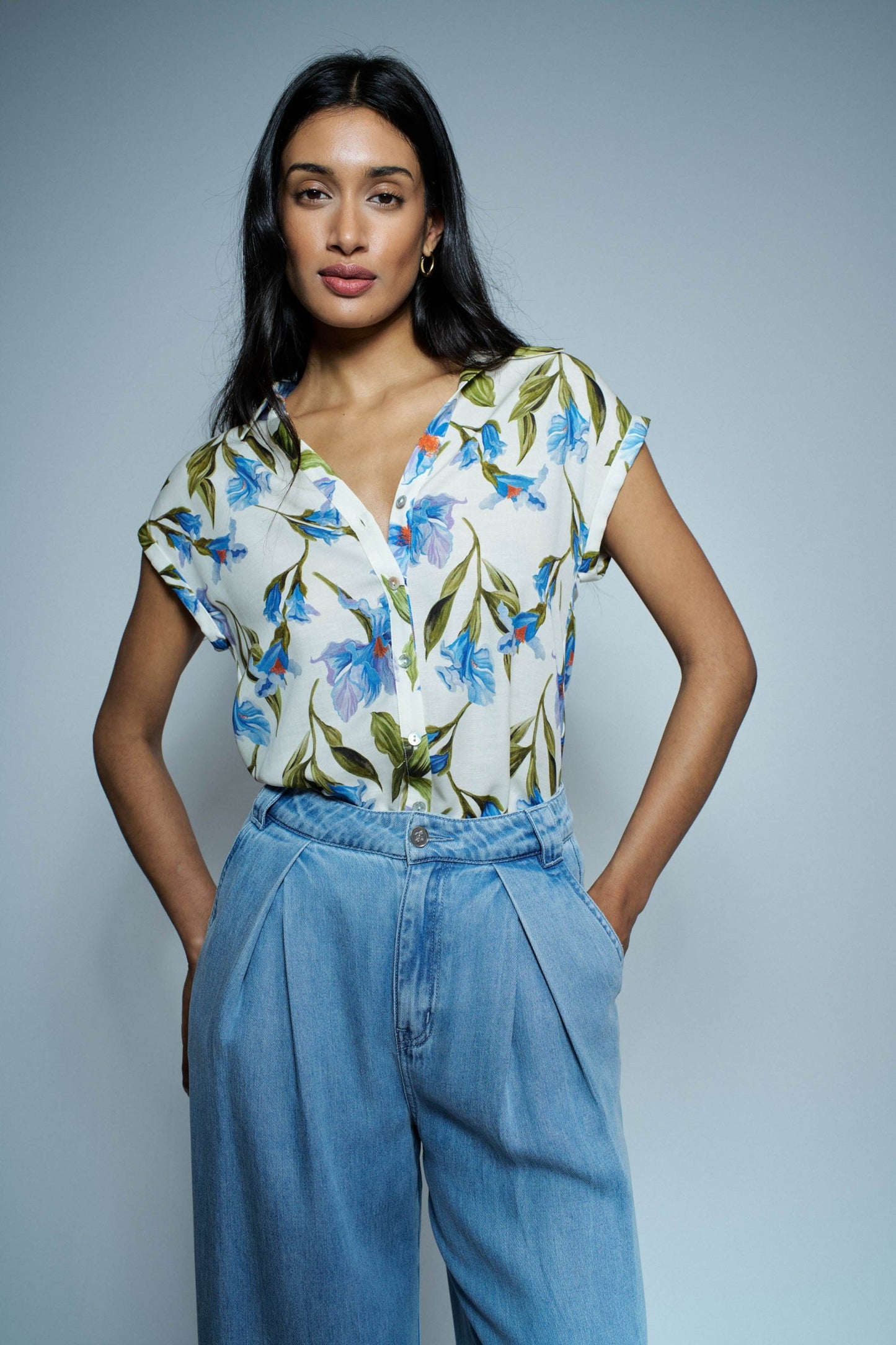 Floral Button-Up Blouse