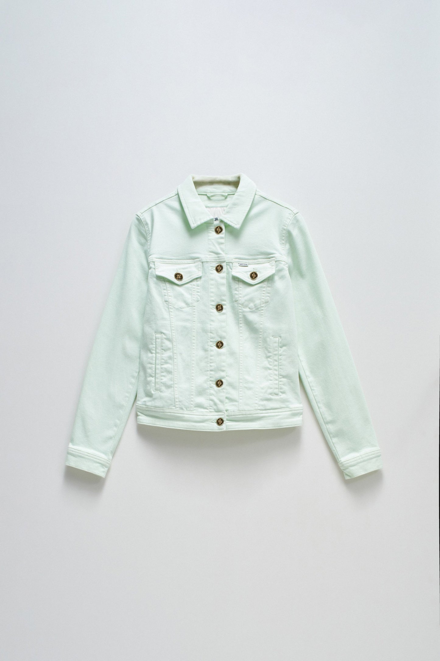 Denim Jacket with Gold Buttons, Lime Green