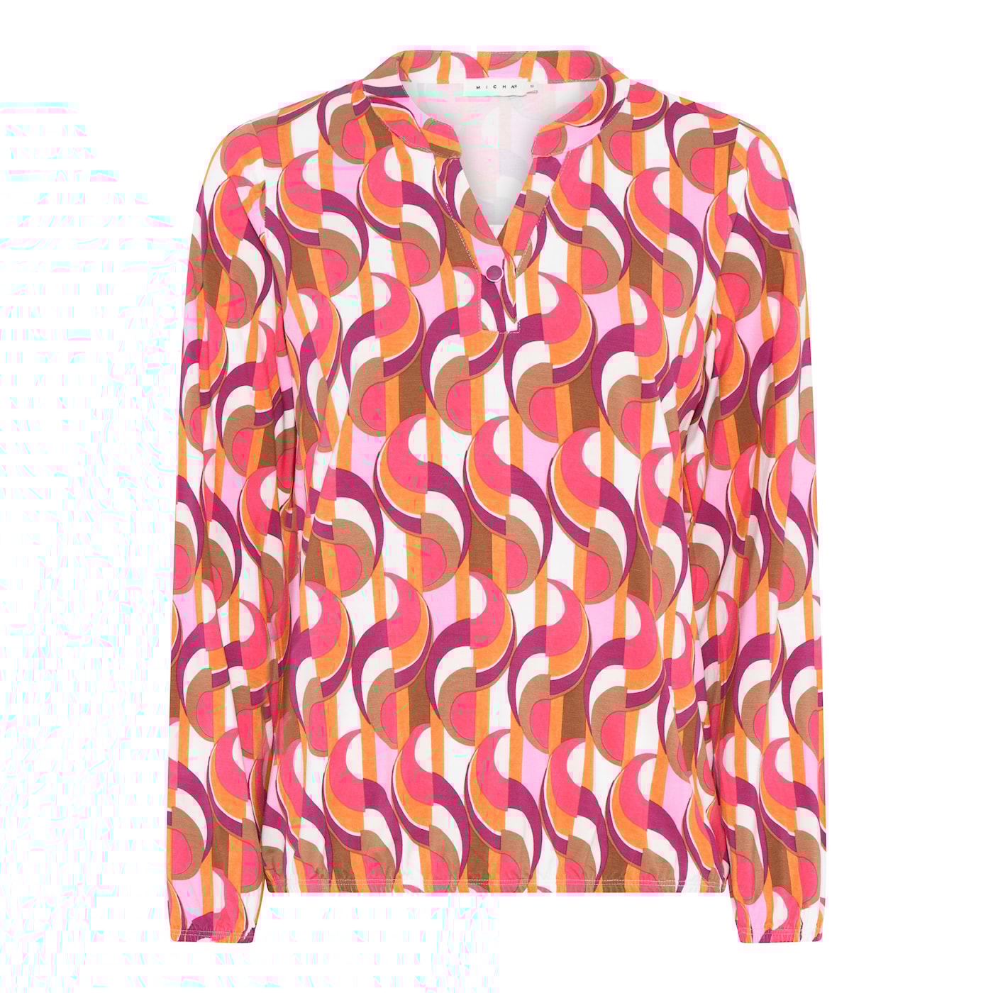 Geometric Print Blouse with V-Neck