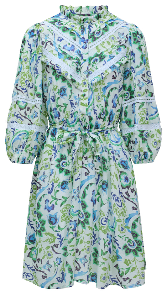 Floral Print Dress with Lace Detailing