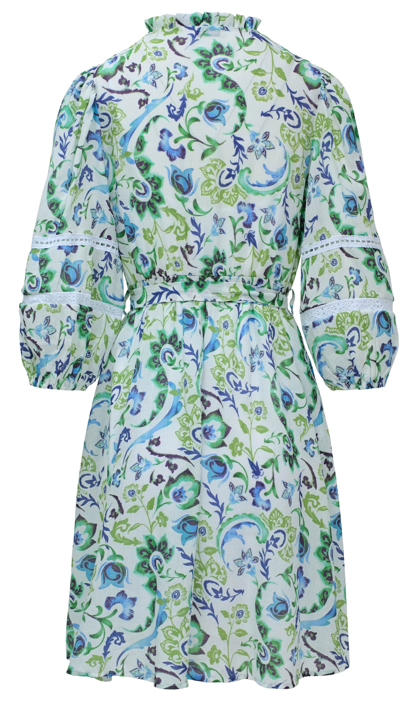 Floral Print Dress with Lace Detailing
