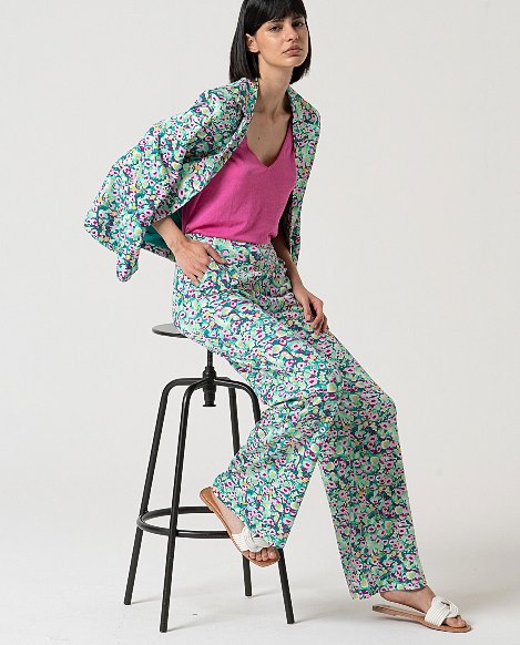 Floral Tailored Blazer with Single Button Closure