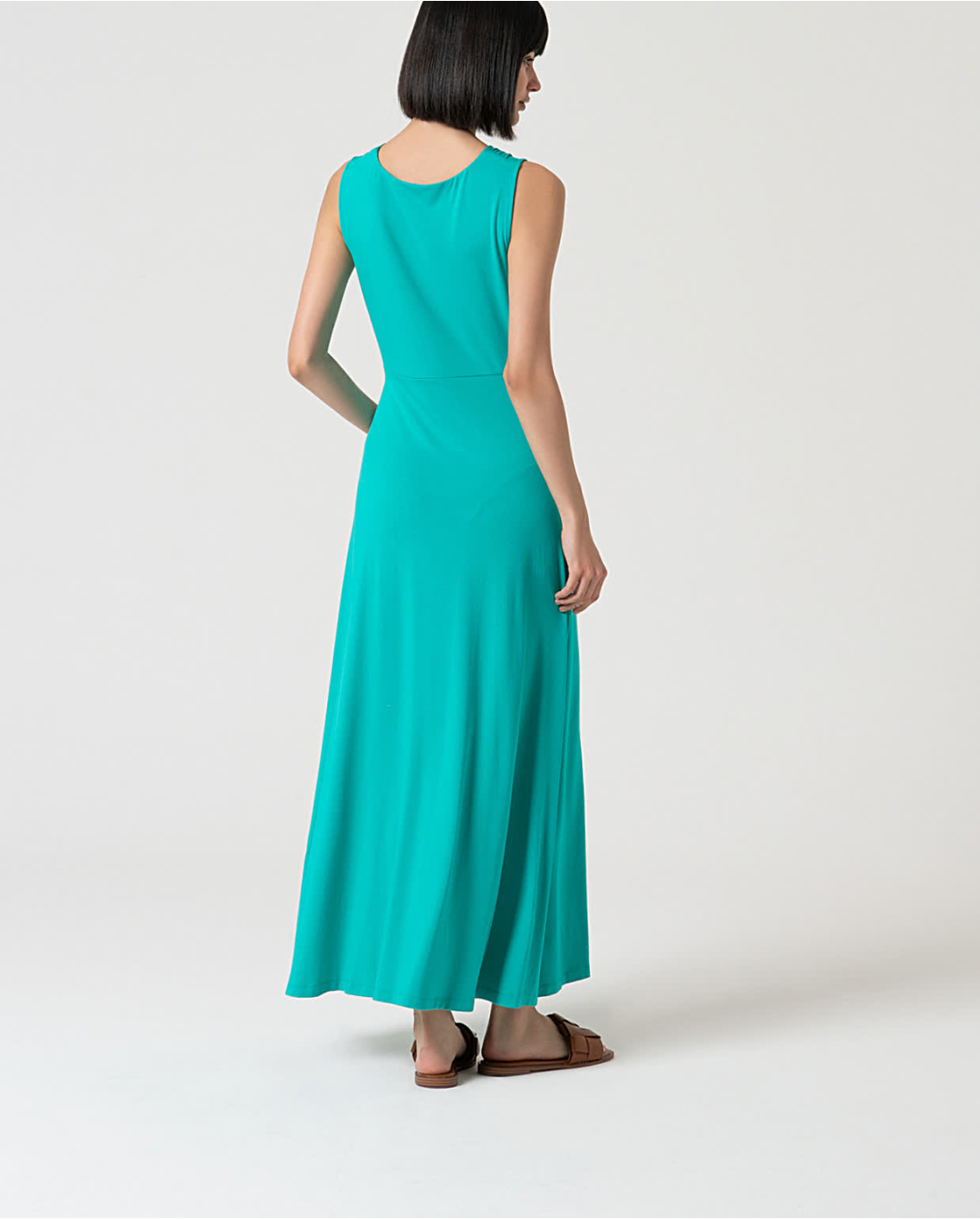 Stretch Dress with Front Knot, Emerald