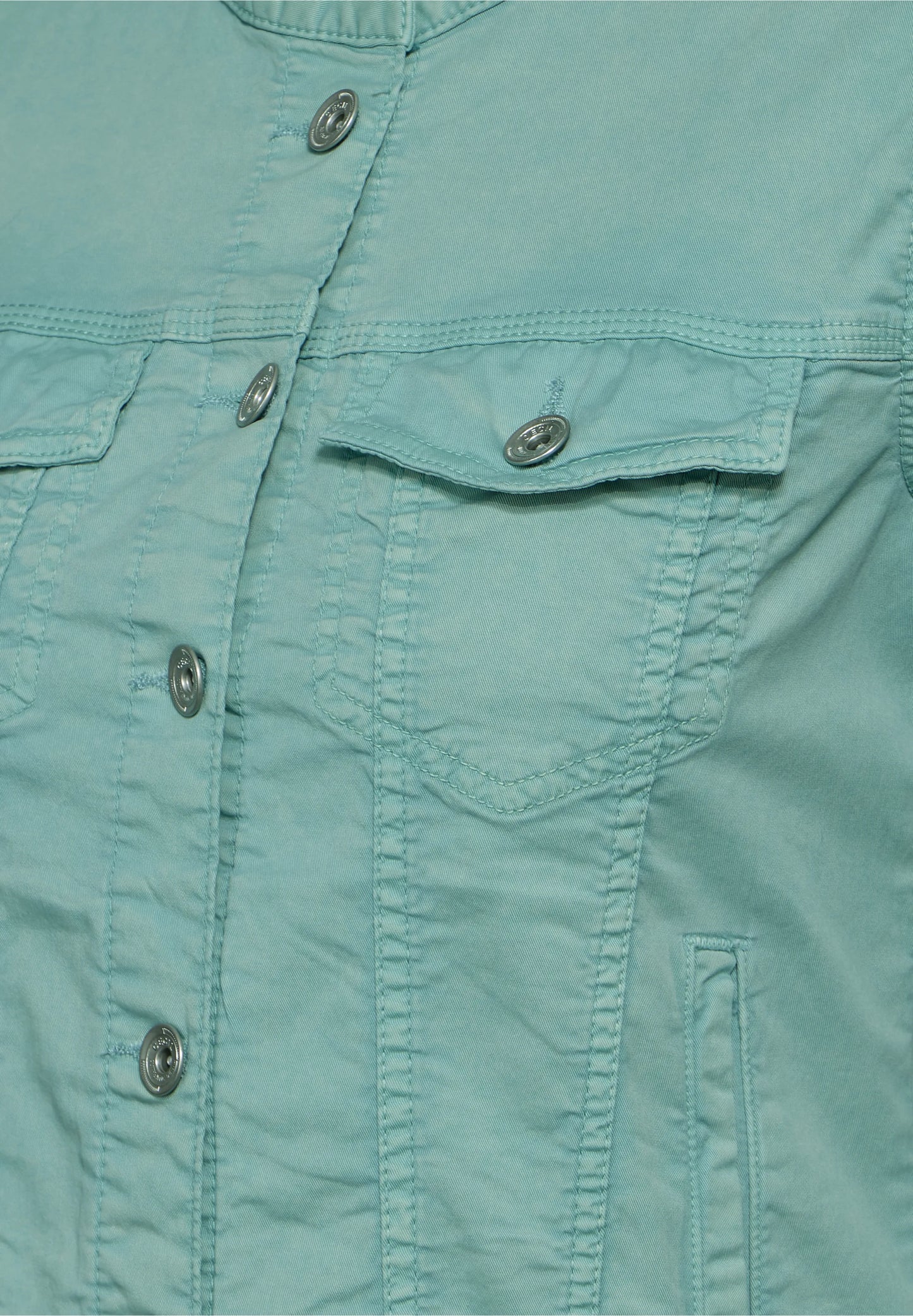 Denim-Look Jacket with Stand-Up Collar