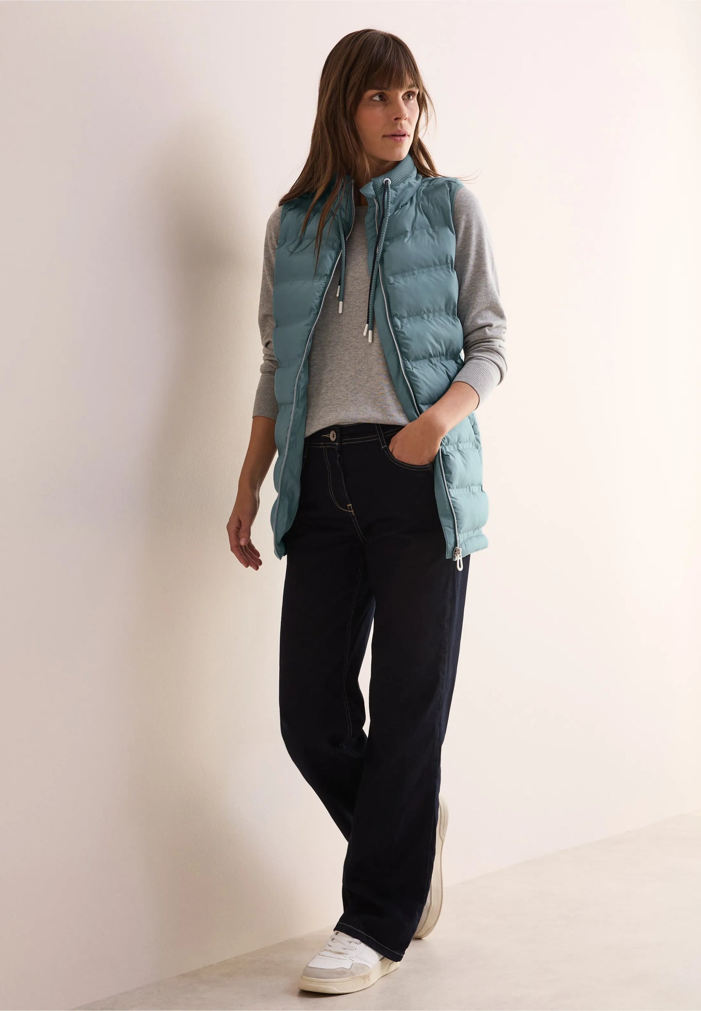 Midi Lined Gilet, Mint