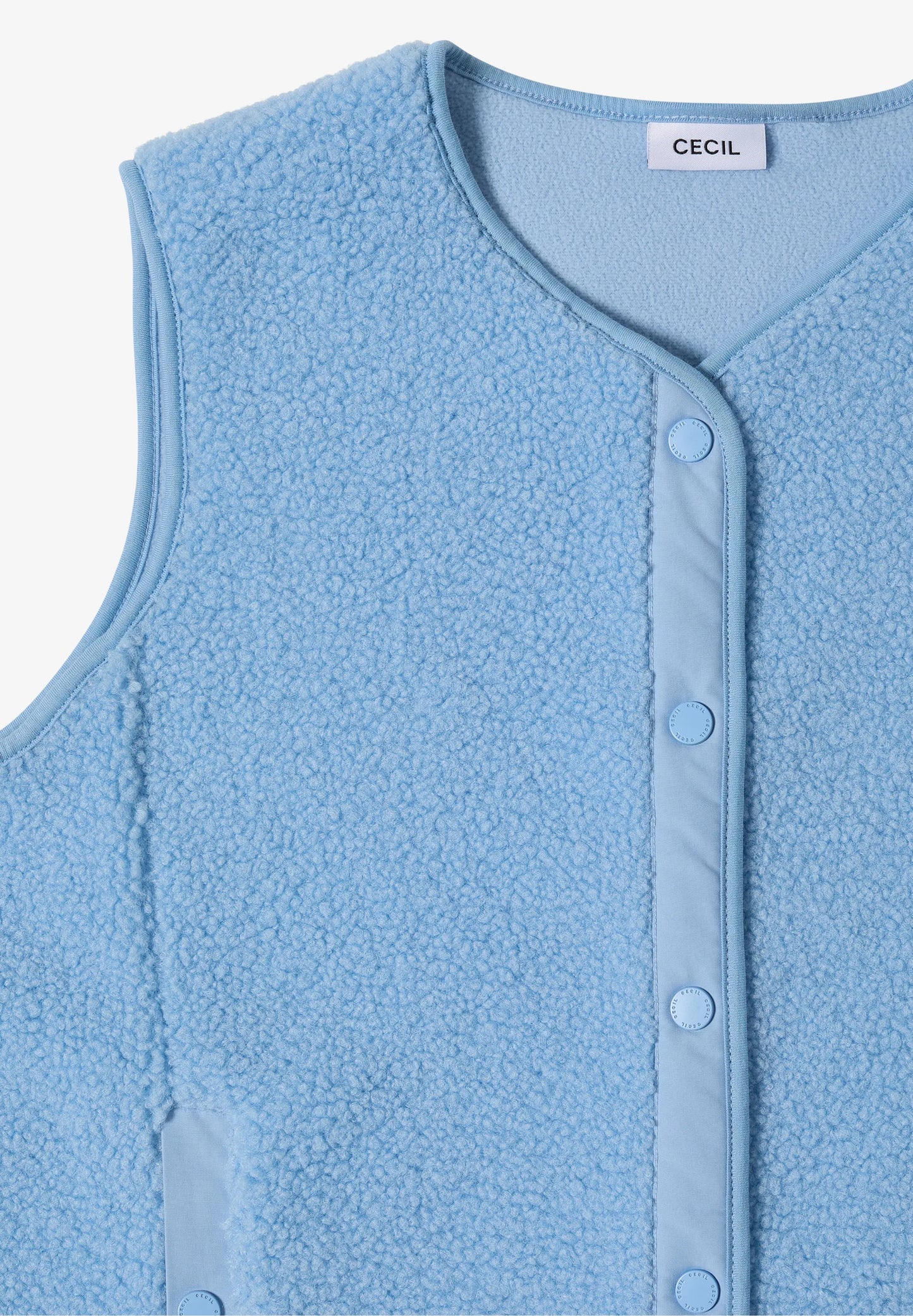 Teddy Fleece Button-Up Gilet, Light Blue