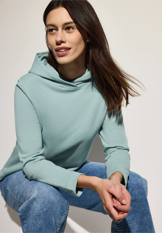 Basic Cotton Blend Hoodie, Salvia Green