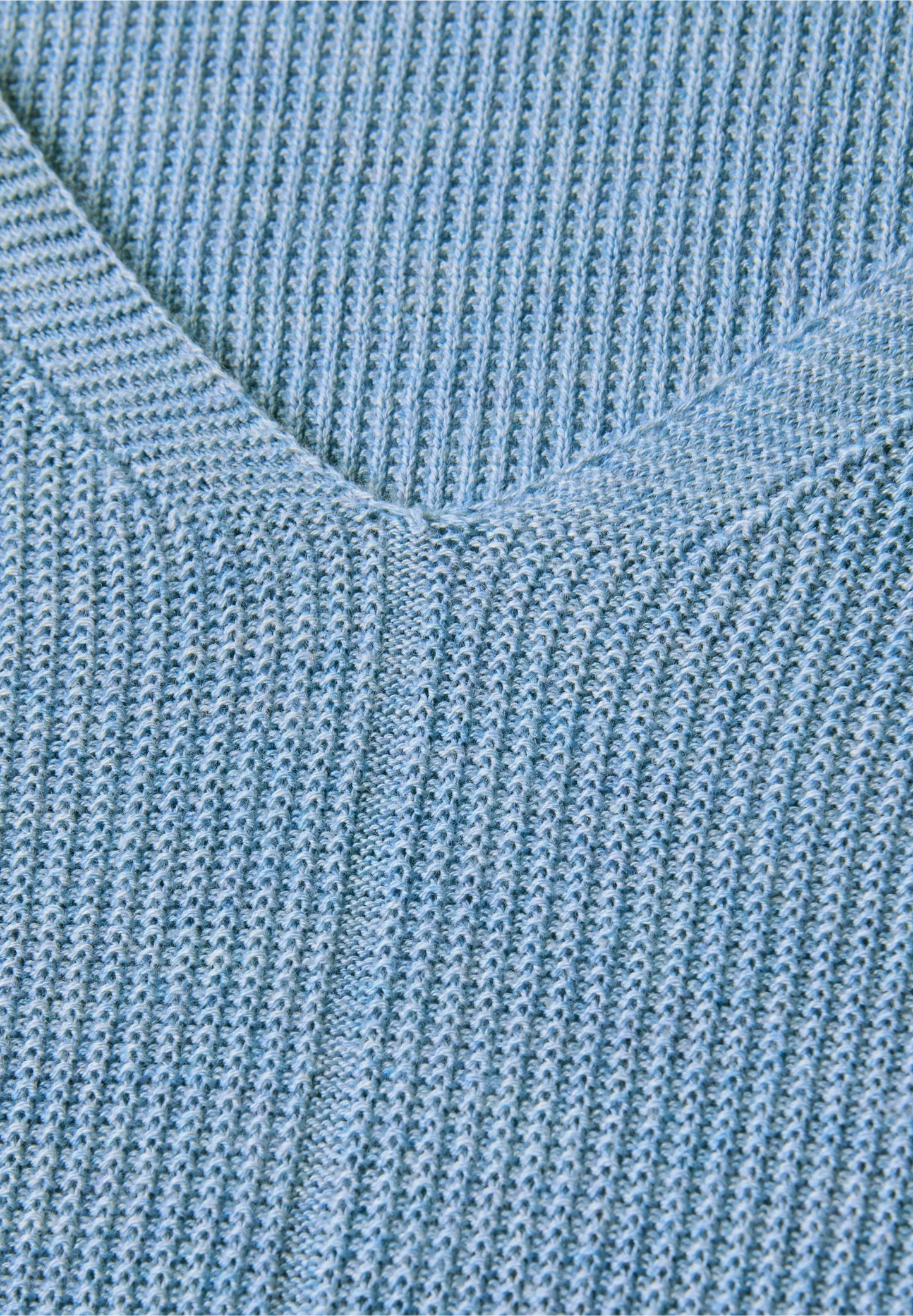 Textured V-Neck Knit Sweater, Whisper Blue Melange