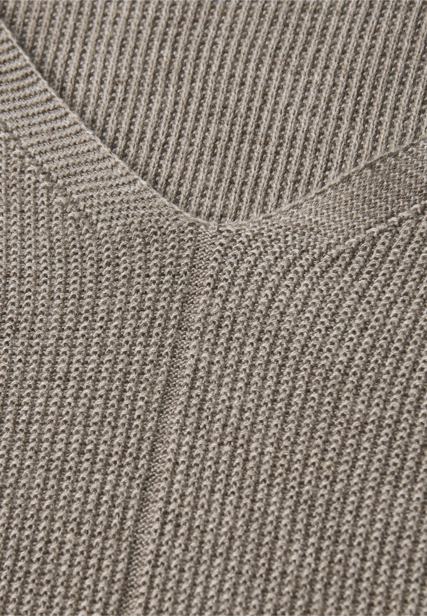 Textured V-Neck Knit Sweater, Toffee Cream Melange