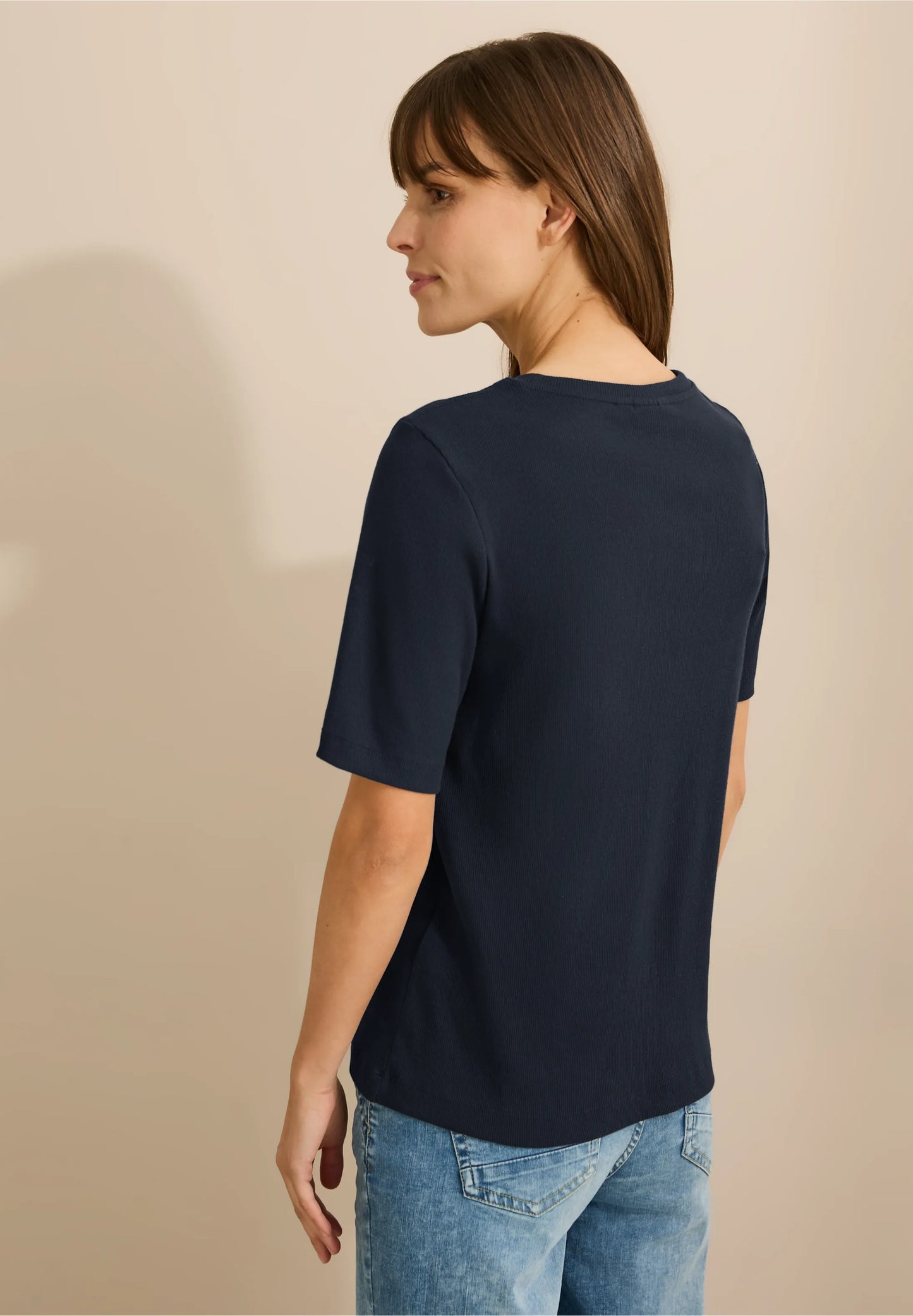 Basic Ribbed T-Shirt, Navy Blue