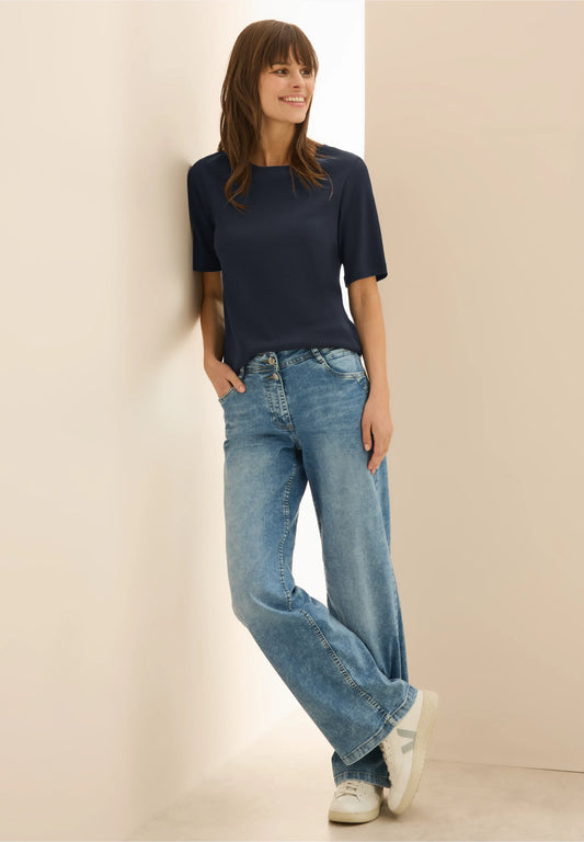 Basic Ribbed T-Shirt, Navy Blue