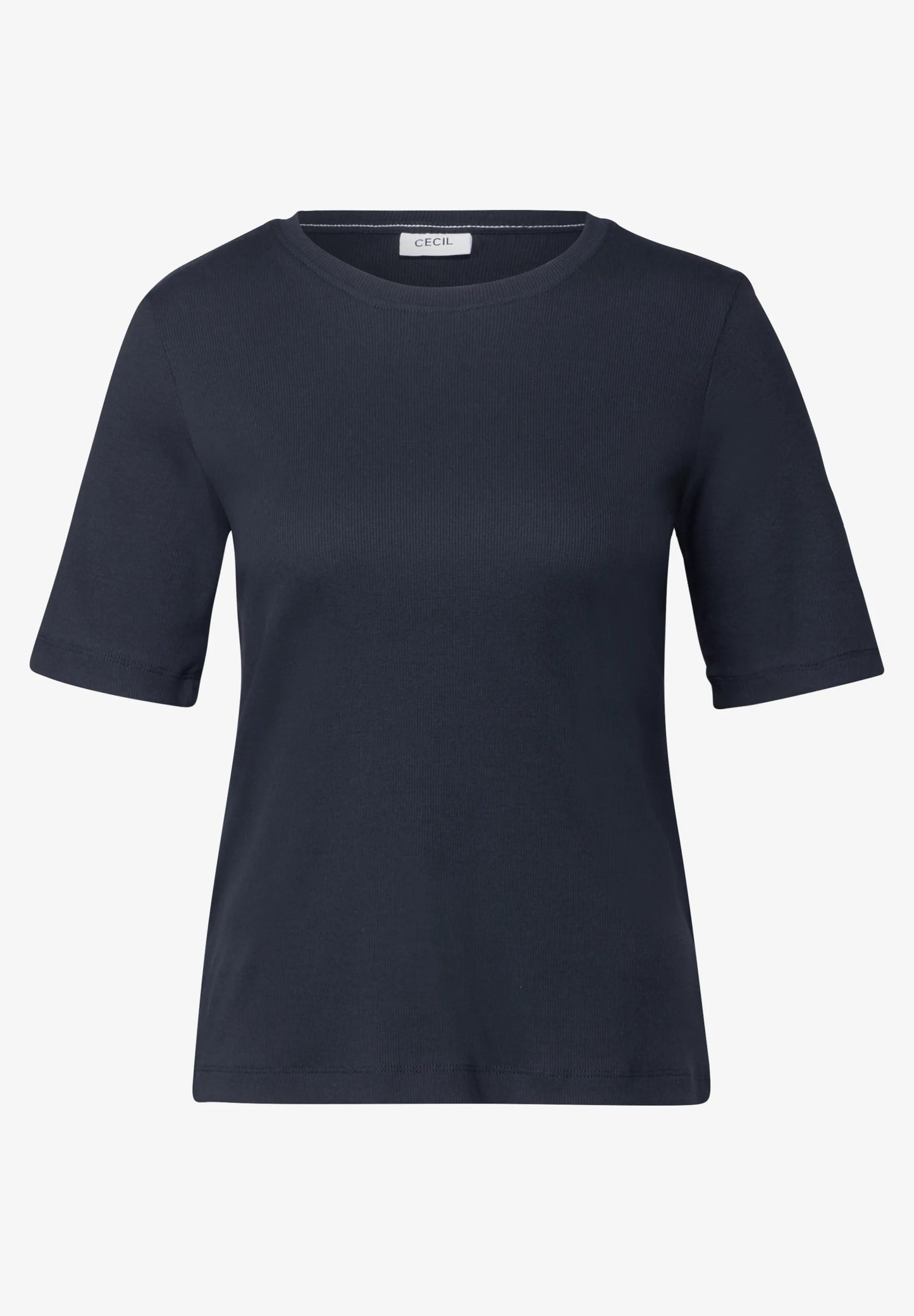 Basic Ribbed T-Shirt, Navy Blue