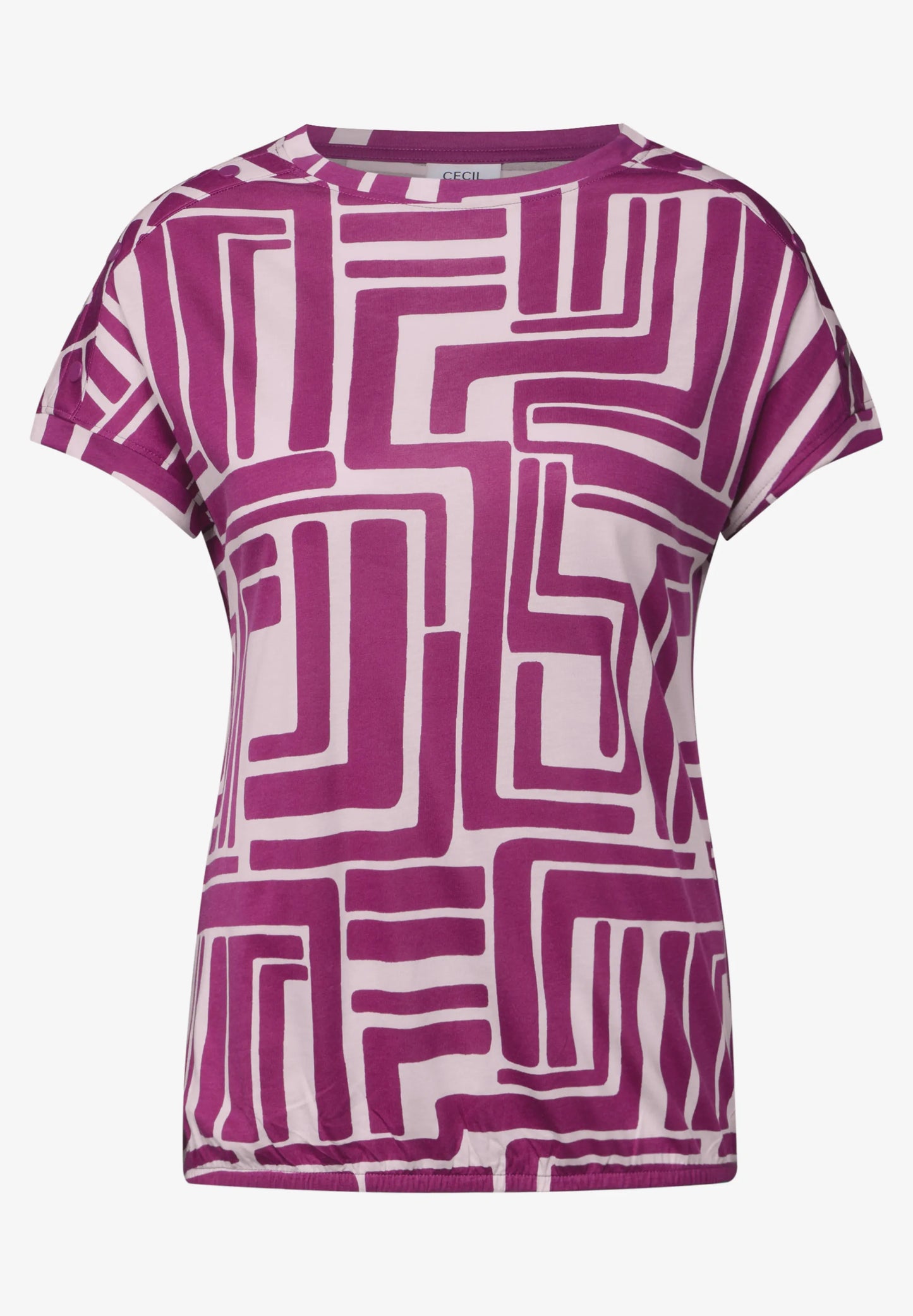 Geometric Print T-Shirt with Button Detail