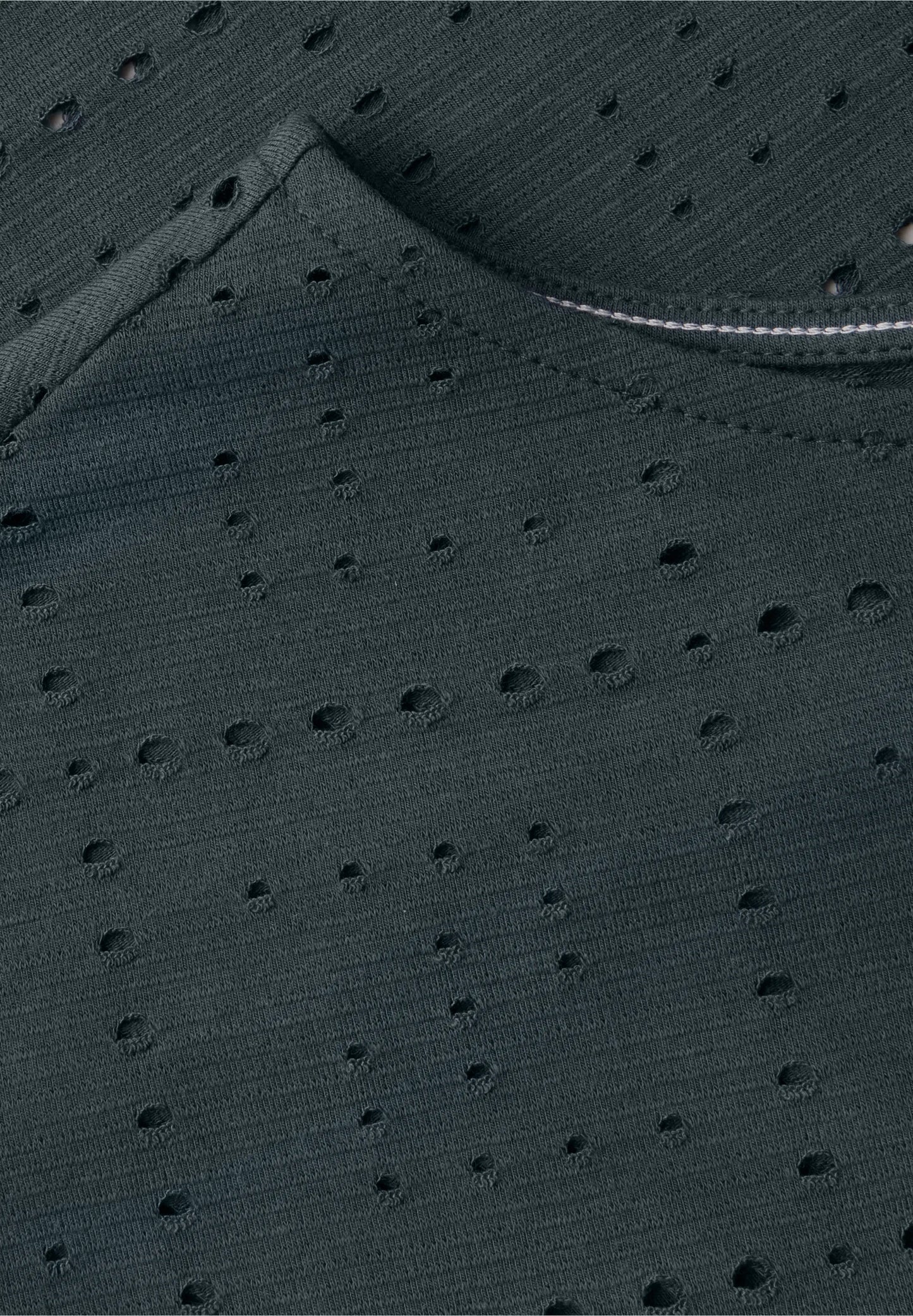 Casual T-Shirt with A Perforated Design, Charcoal