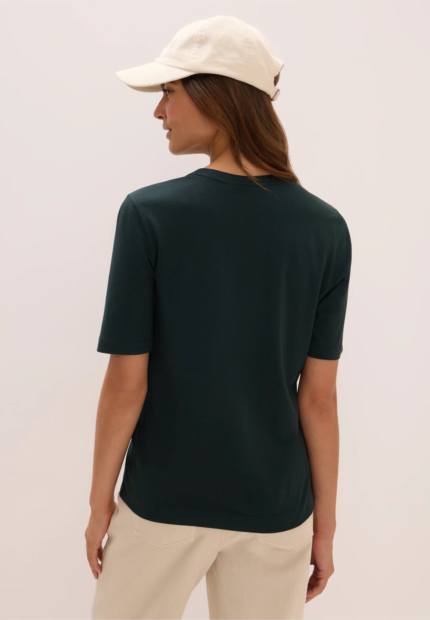 Button Front Jersey Top with Short Sleeves, Ink Green