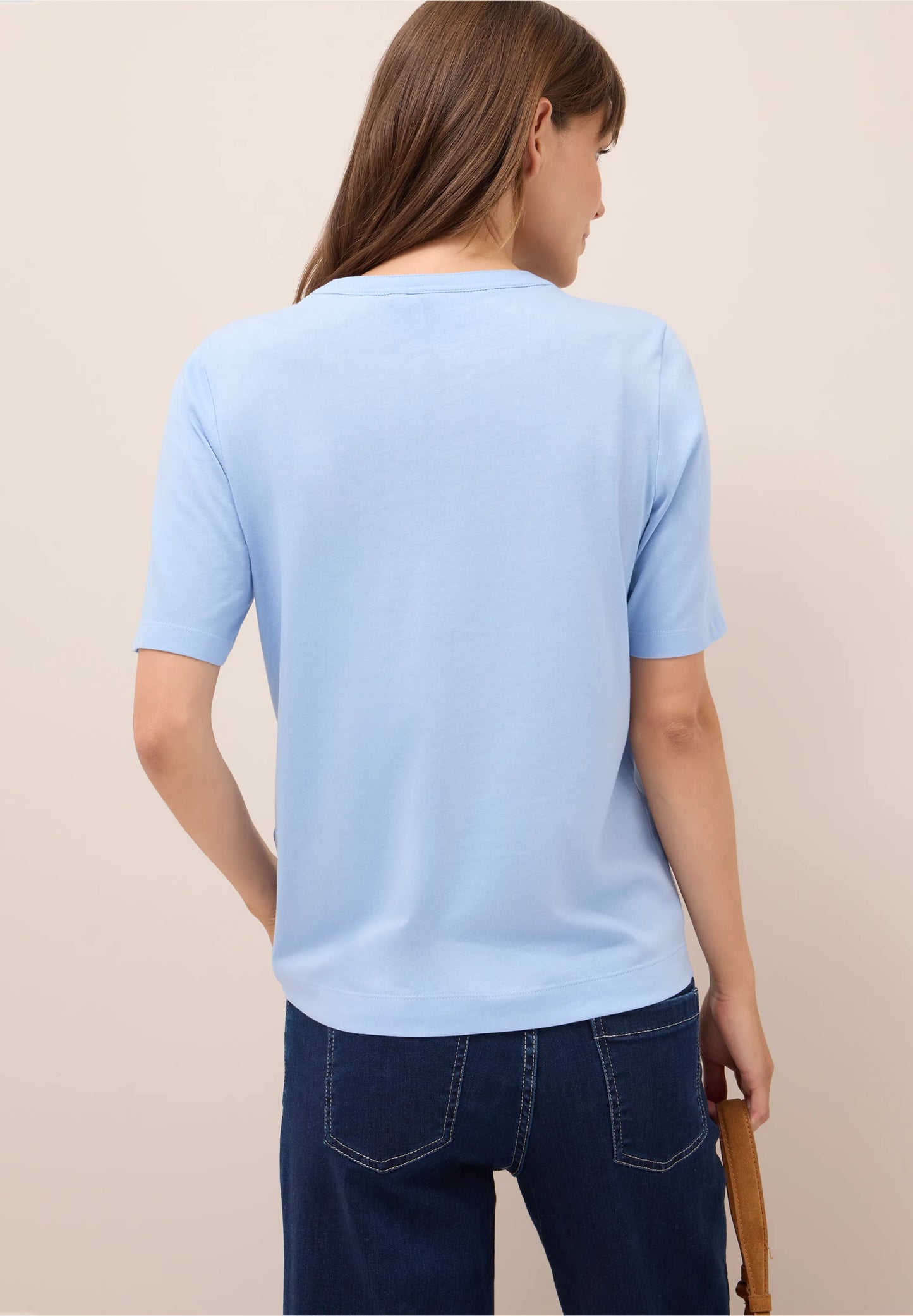 Button Front Jersey Top with Short Sleeves, Light Sky Blue