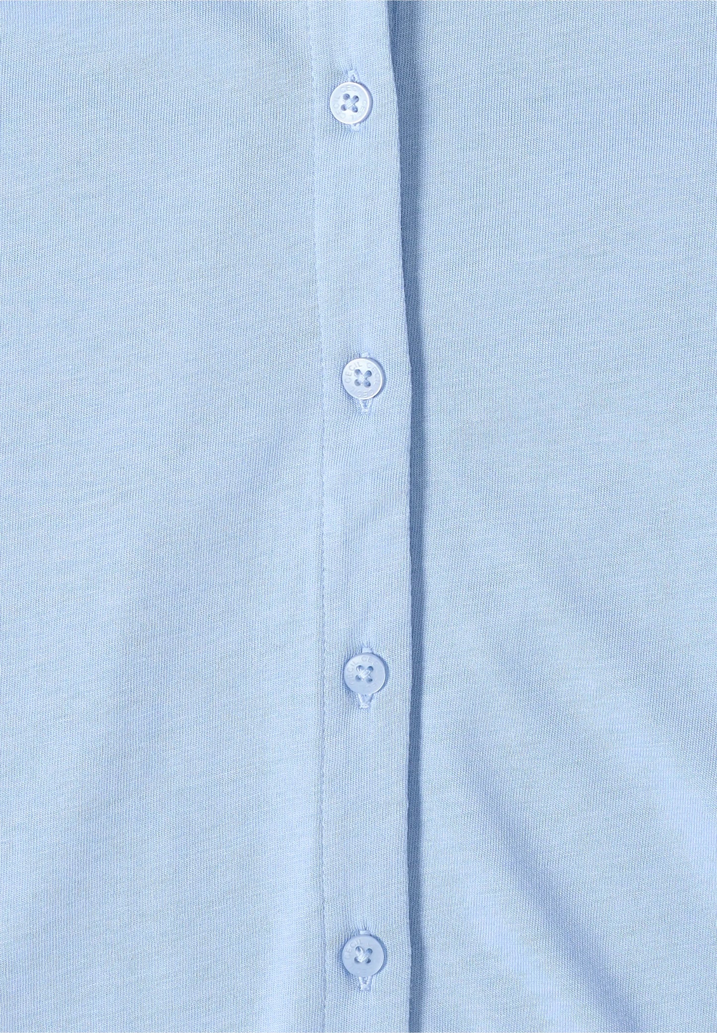 Button Front Jersey Top with Short Sleeves, Light Sky Blue