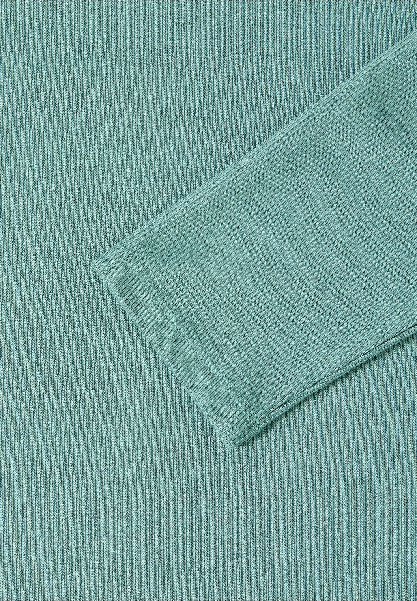 Ribbed Hoodie Top with 3/4 Sleeves, Jewel Green