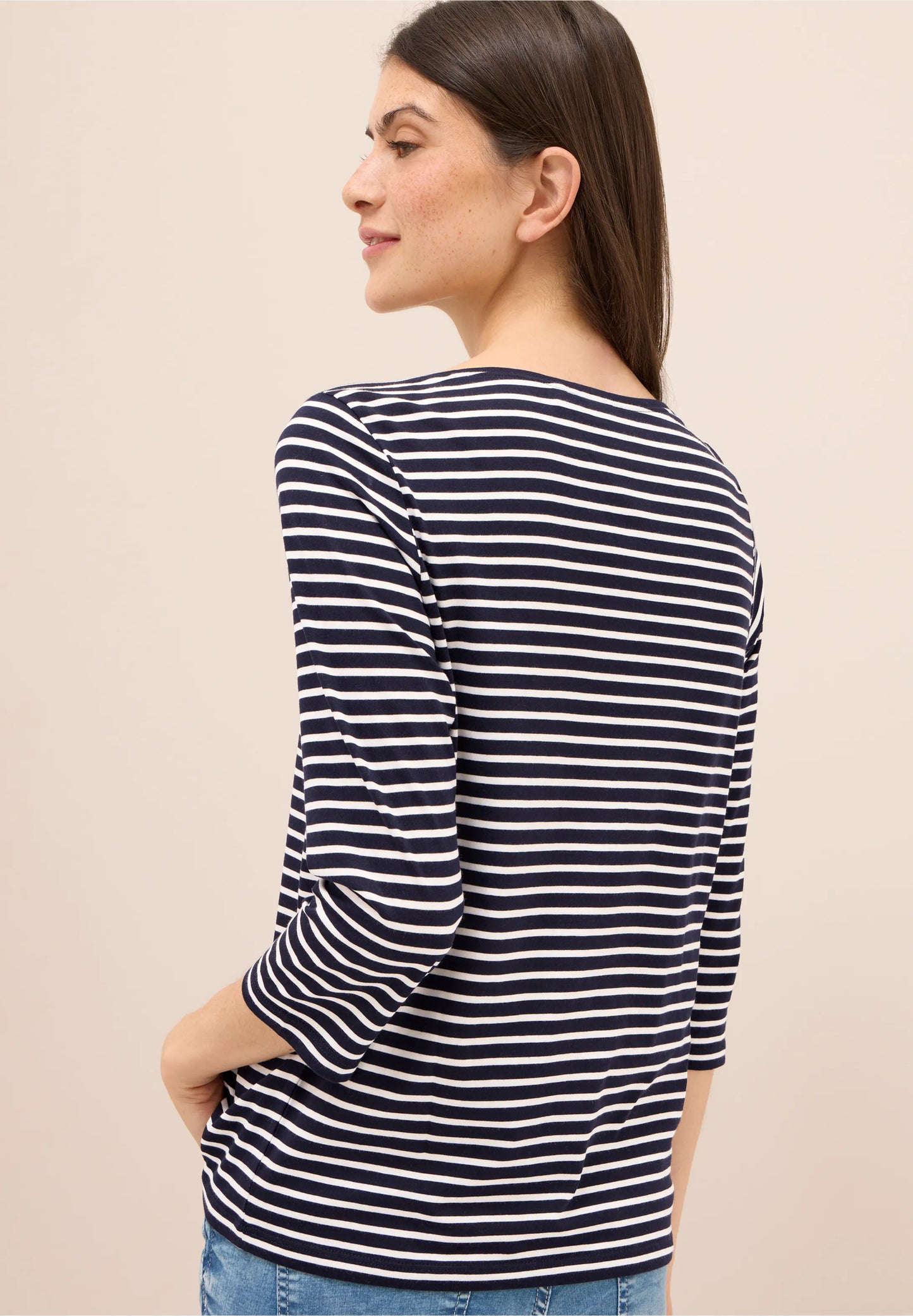 Striped Top with Boat Neck, Urban Dark Blue