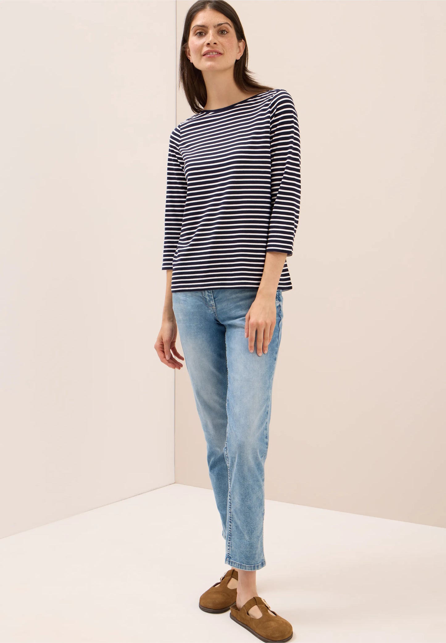 Striped Top with Boat Neck, Urban Dark Blue