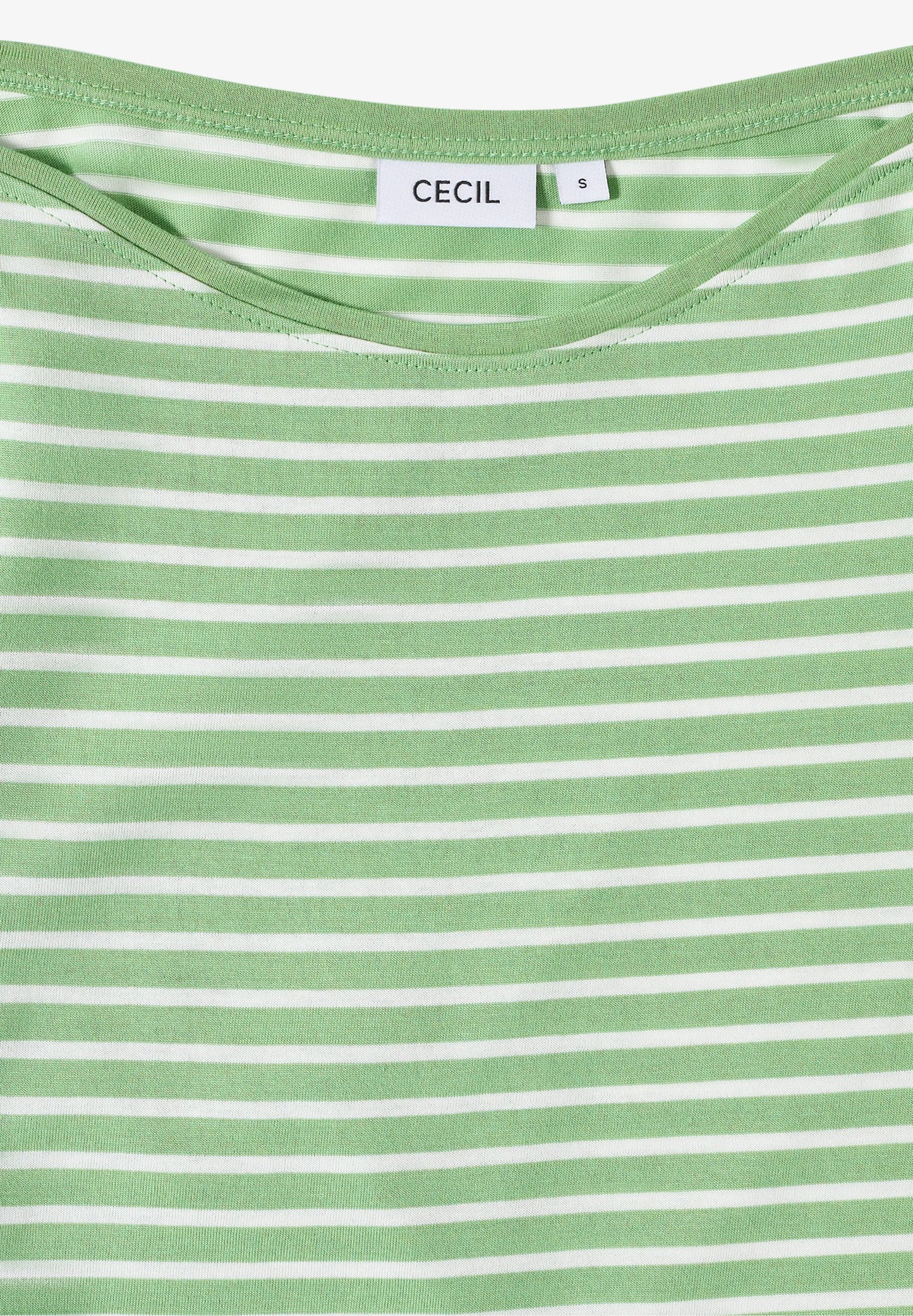 Striped Top with Boat Neck, Fennel Green