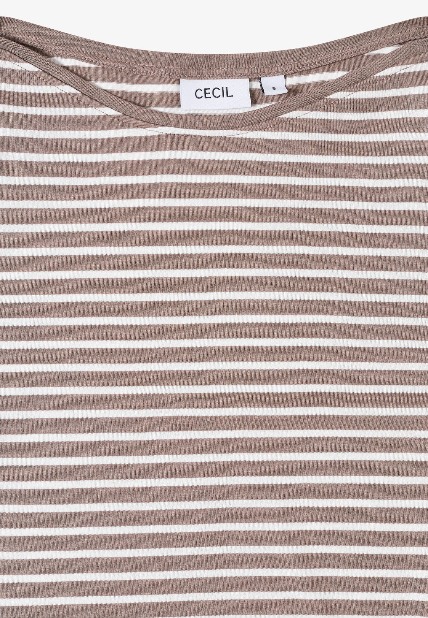 Striped Top with Boat Neck, Cocoa Taupe