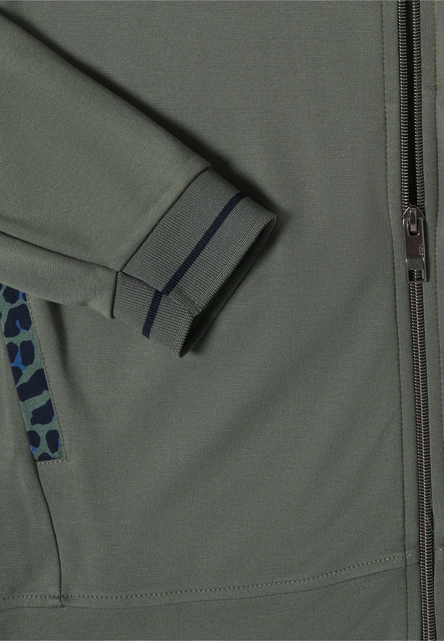 Lightweight Zip-Up Jersey Jacket, Olive Green