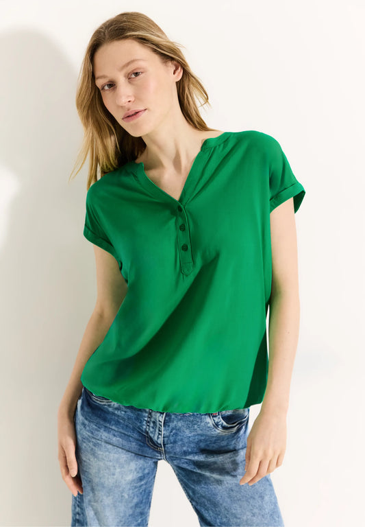 Short-Sleeve Blouse with Button Detail