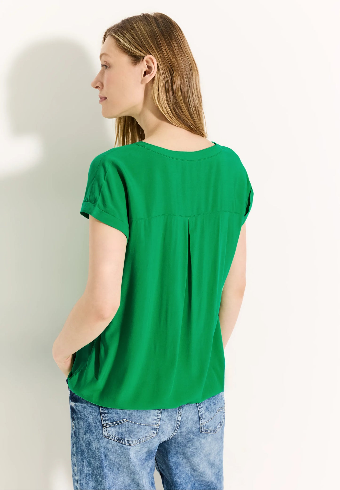 Short-Sleeve Blouse with Button Detail