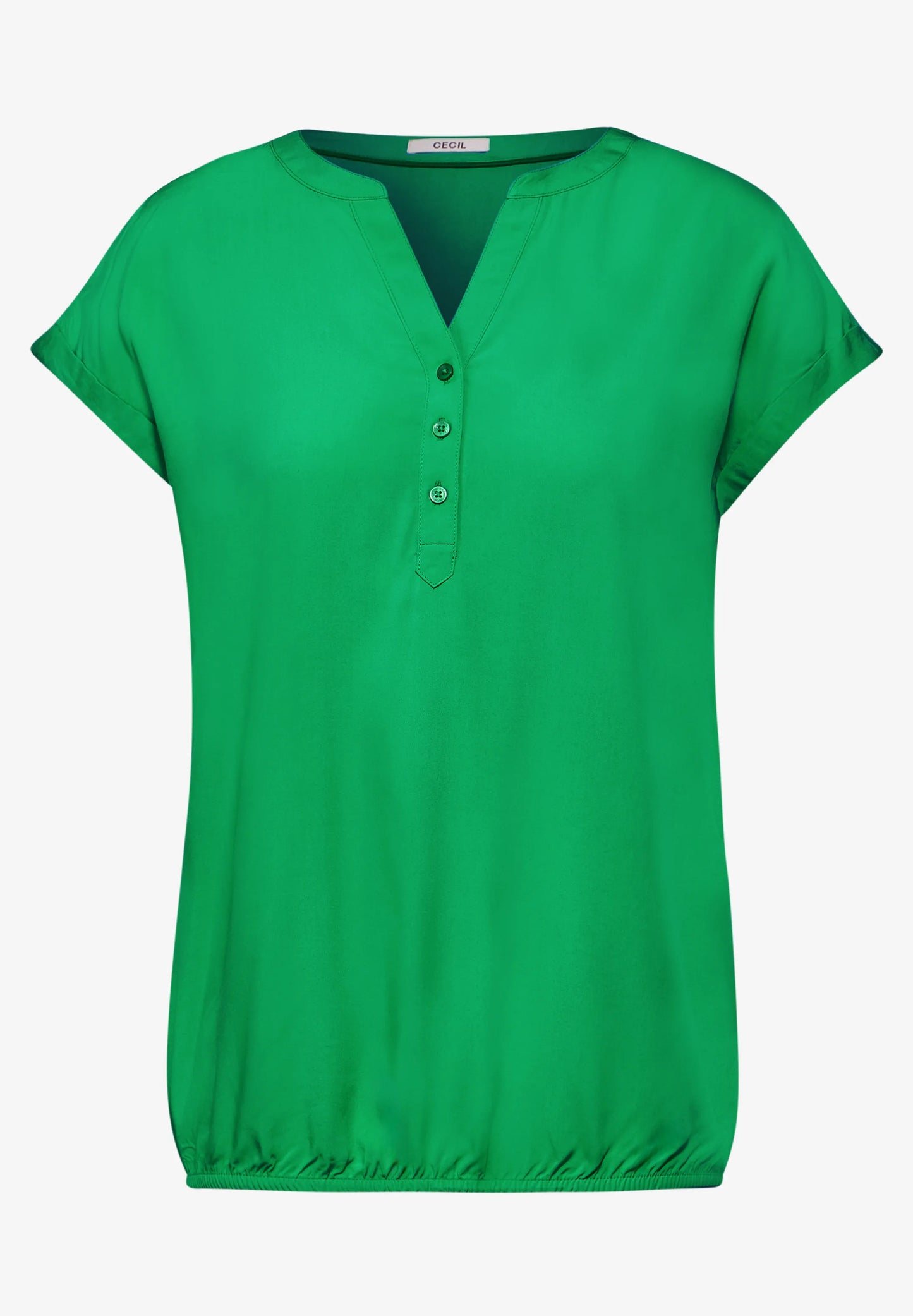 Short-Sleeve Blouse with Button Detail