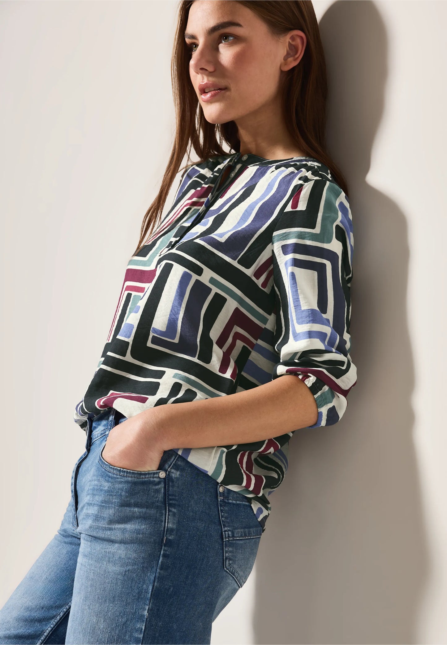 Printed Blouse with Button Detail
