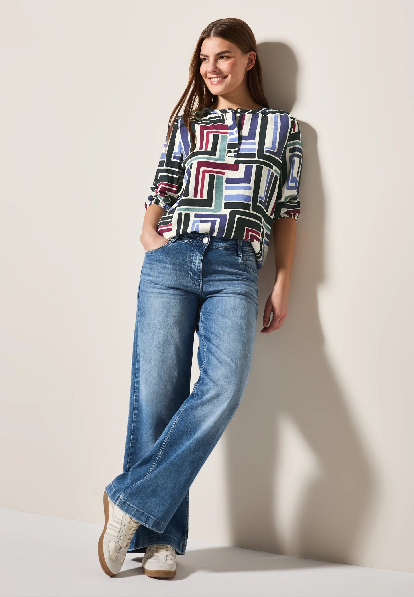 Printed Blouse with Button Detail