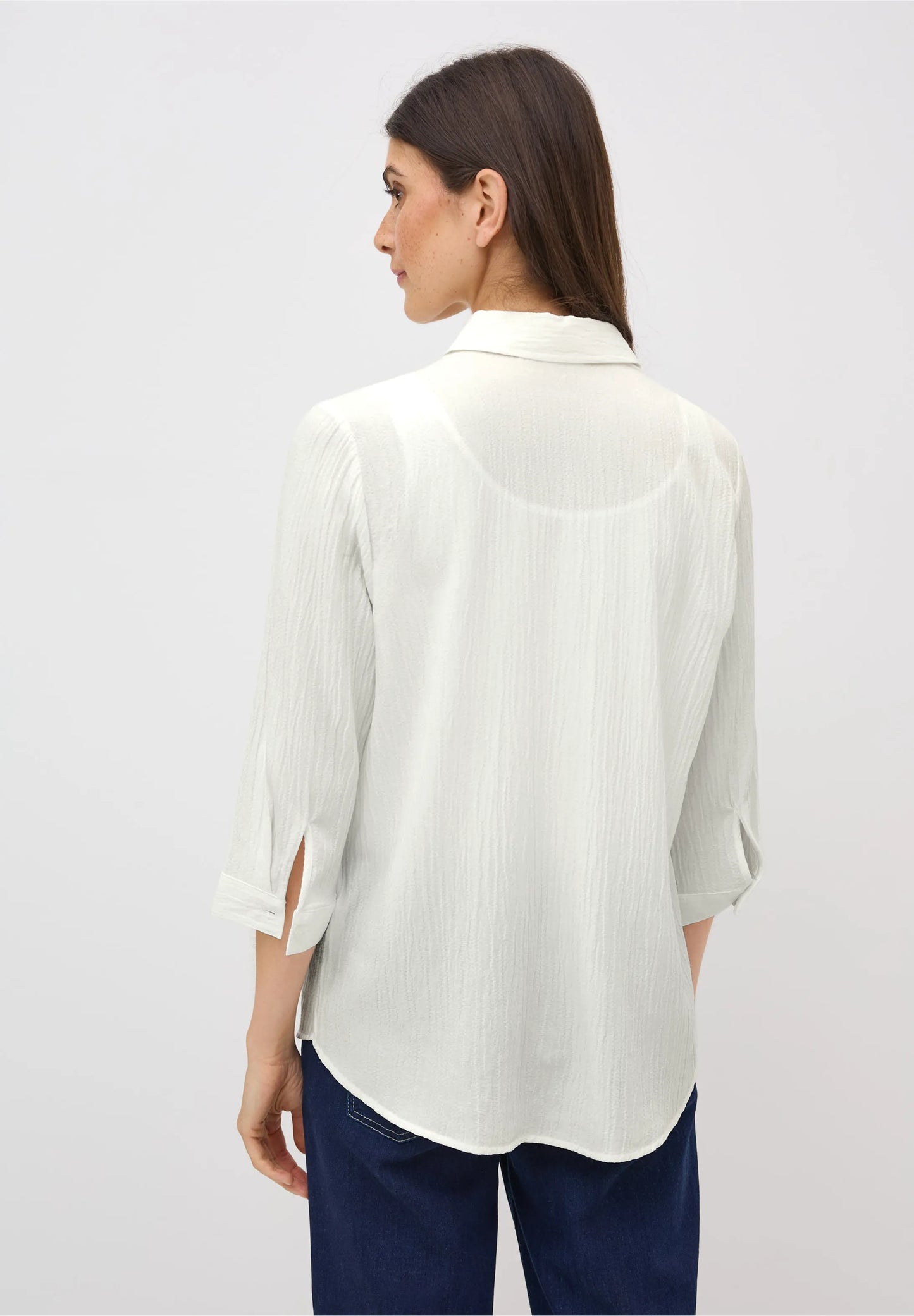 Shirt Blouse in Structured Seersucker, Vanilla White
