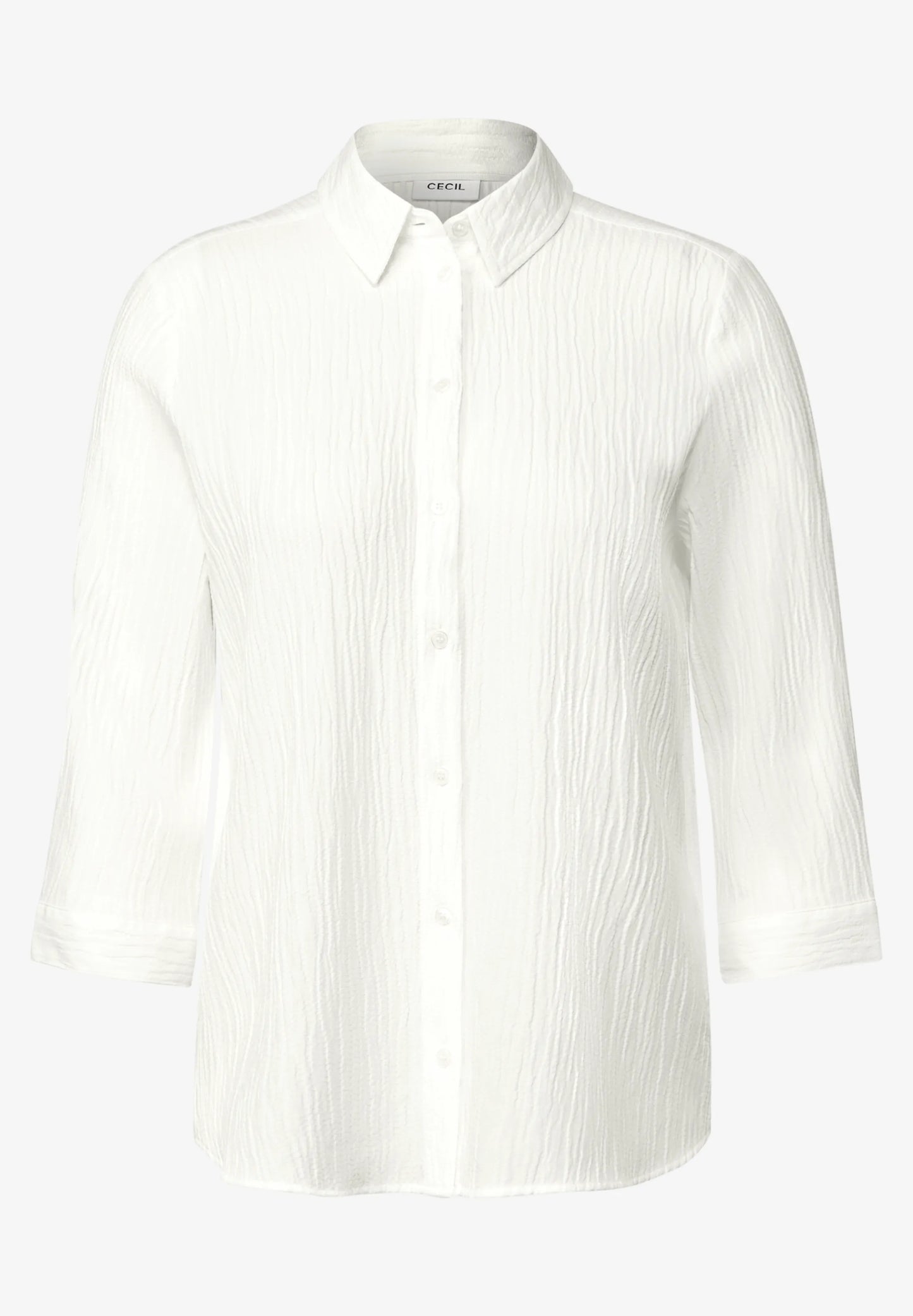 Shirt Blouse in Structured Seersucker, Vanilla White