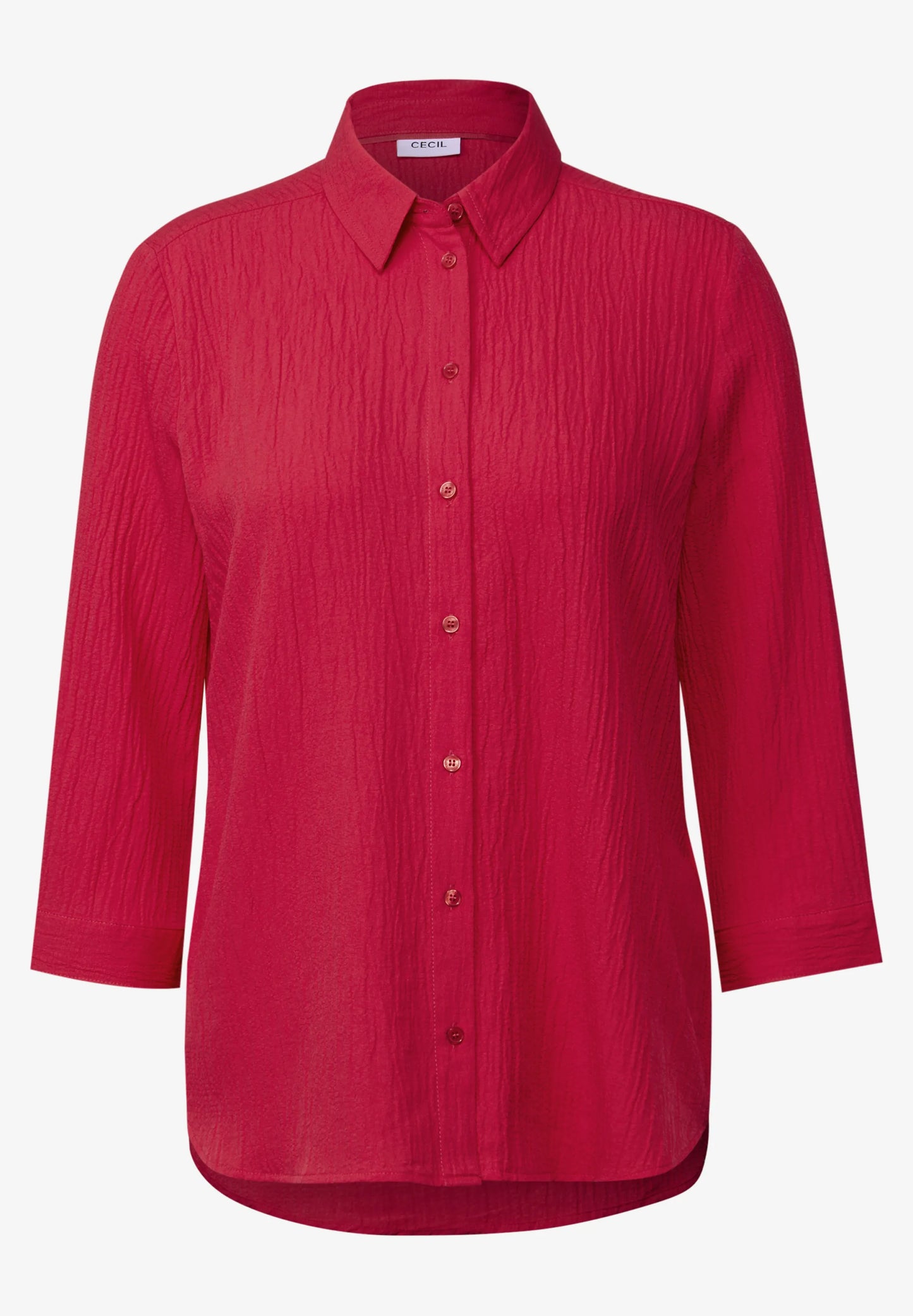 Shirt Blouse in Structured Seersucker, Glazed Apple Red