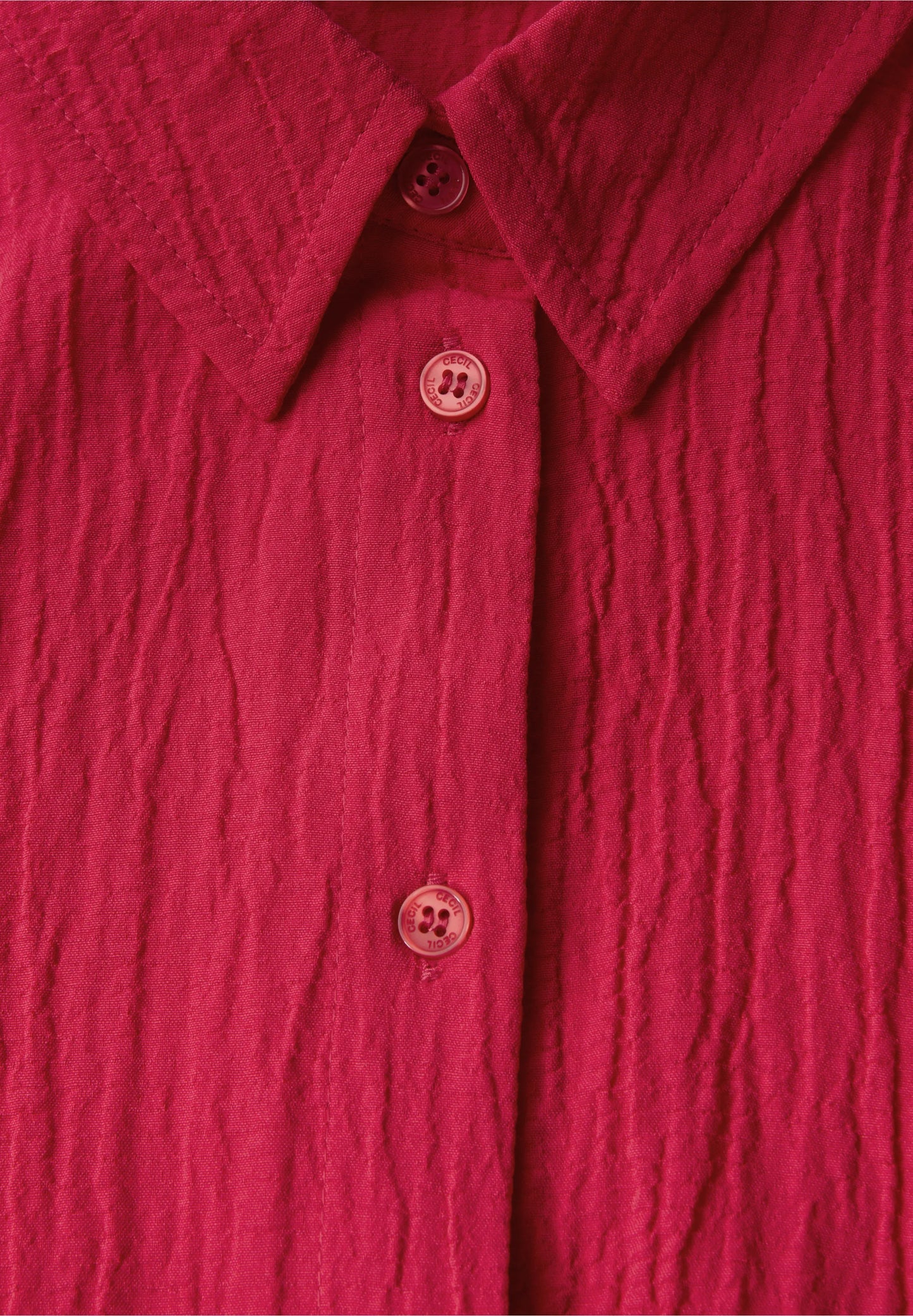 Shirt Blouse in Structured Seersucker, Glazed Apple Red