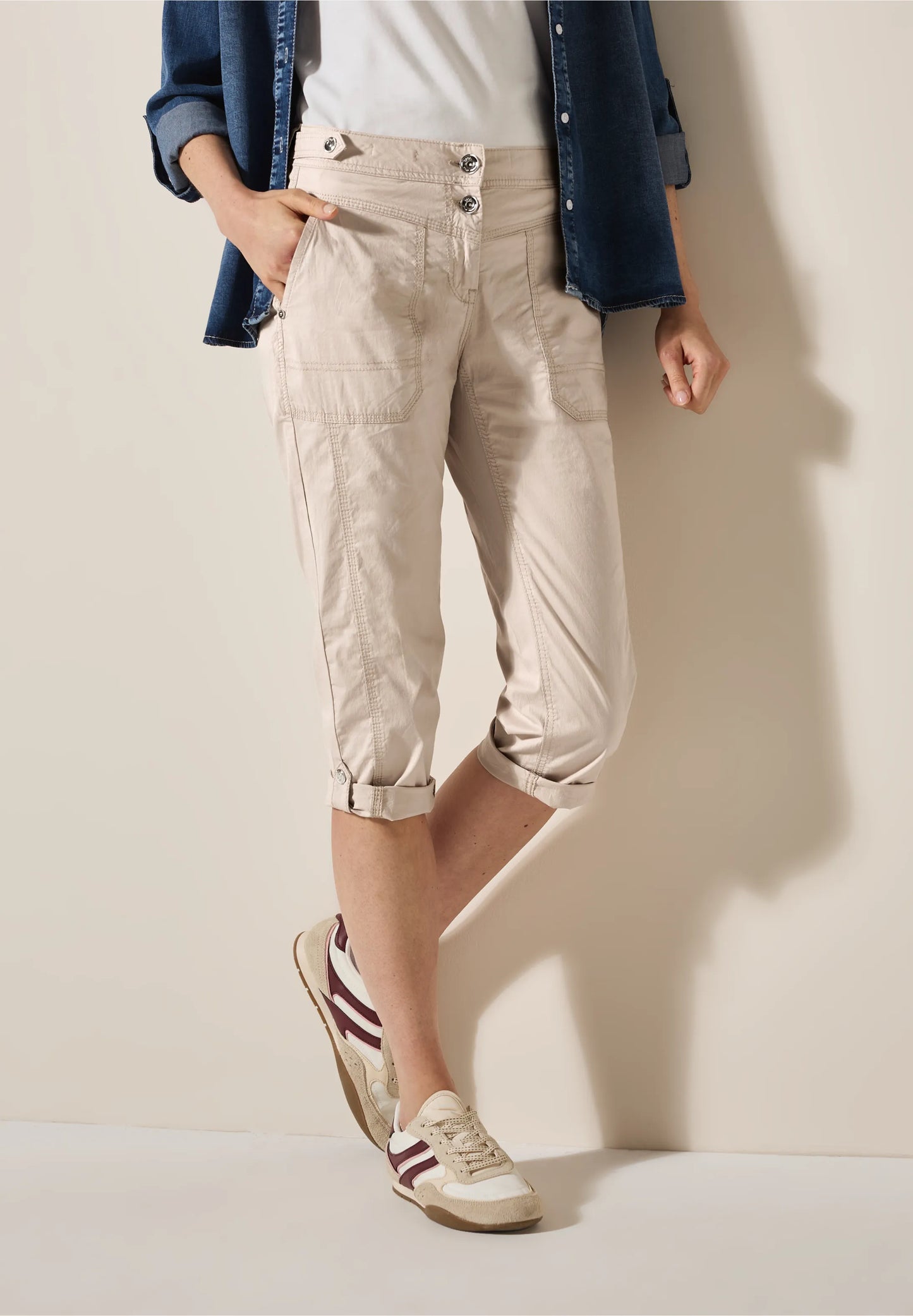 3/4 Papertouch Trousers, Boulder Beige
