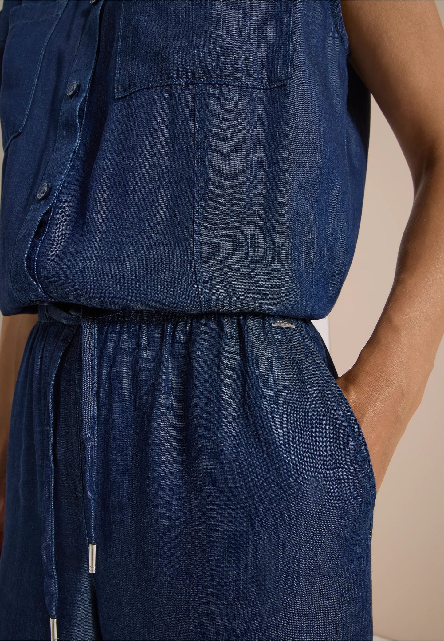Denim Look Wide Leg Jumpsuit