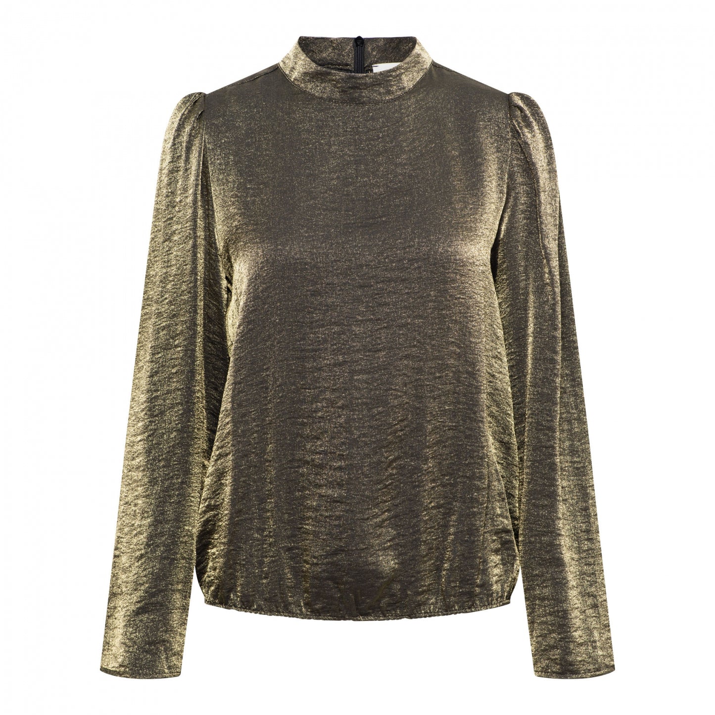 Metallic Gold High-Neck Blouse