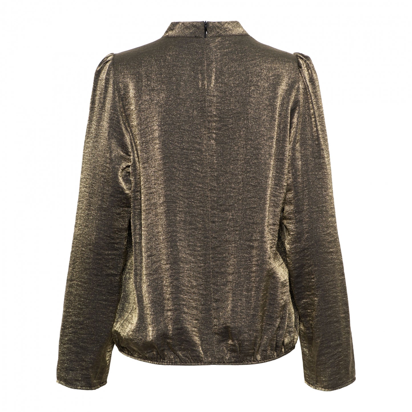 Metallic Gold High-Neck Blouse