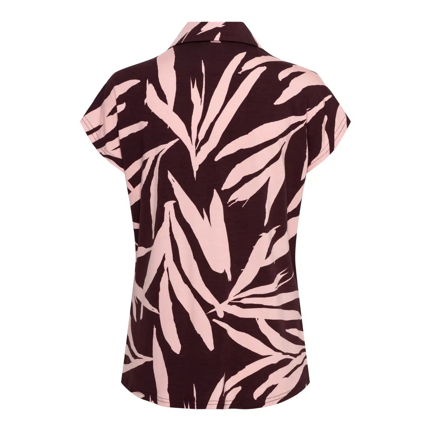 Leaf Print Button-Up Blouse