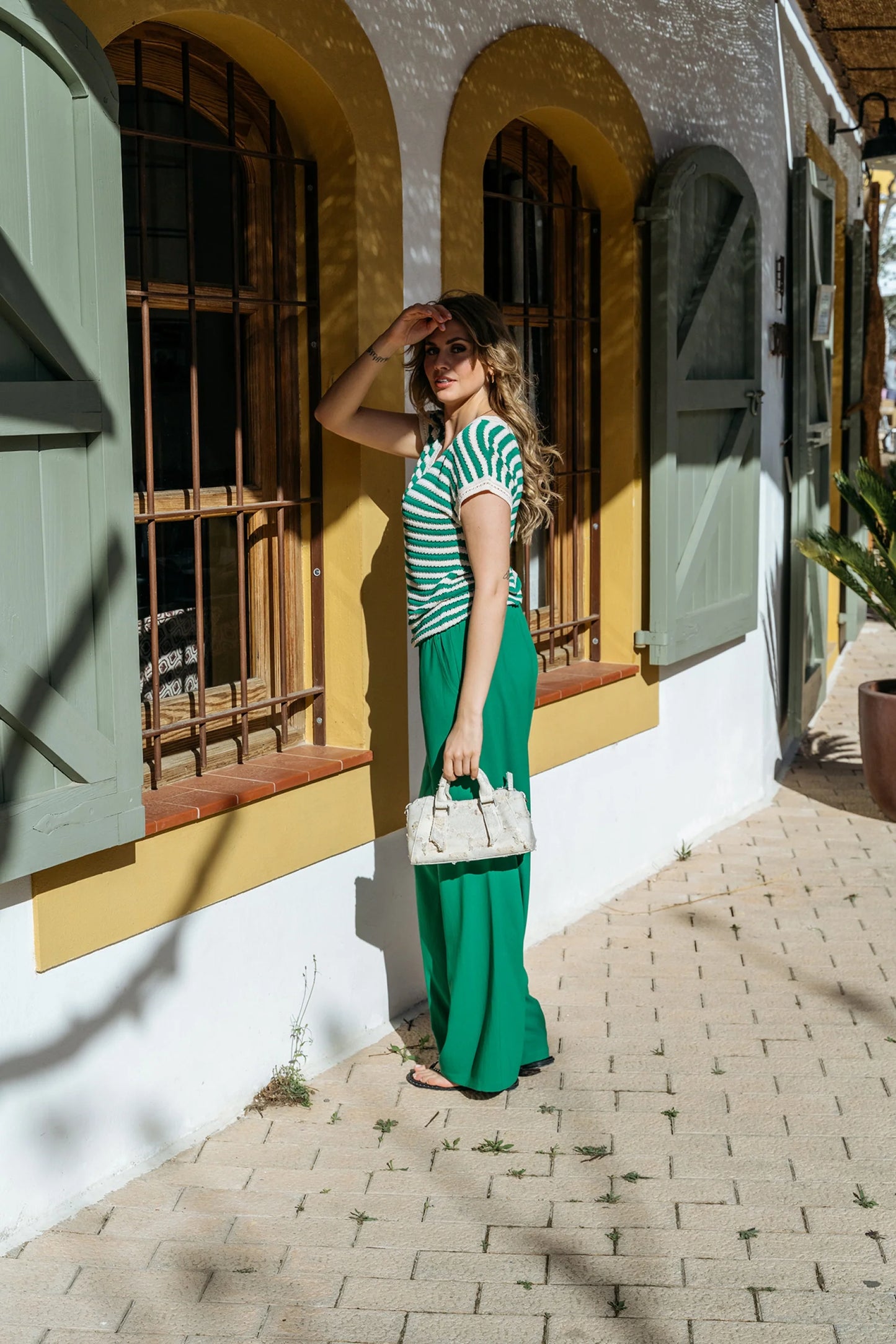 Bonita Striped Top, Green
