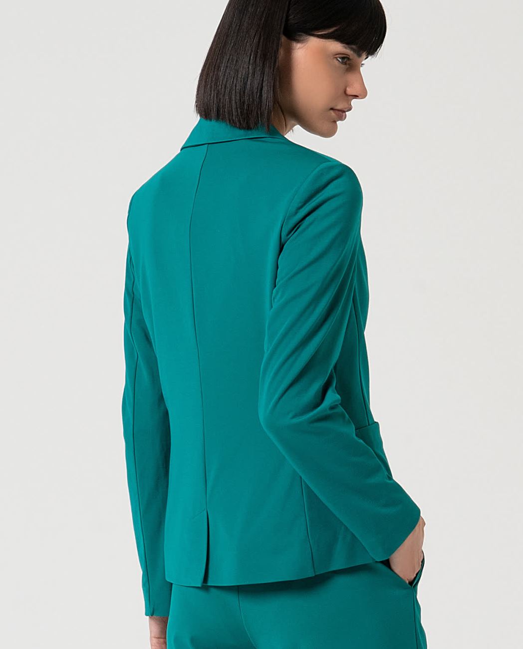 Tailored Blazer with Single Button Closure, Emerald Green